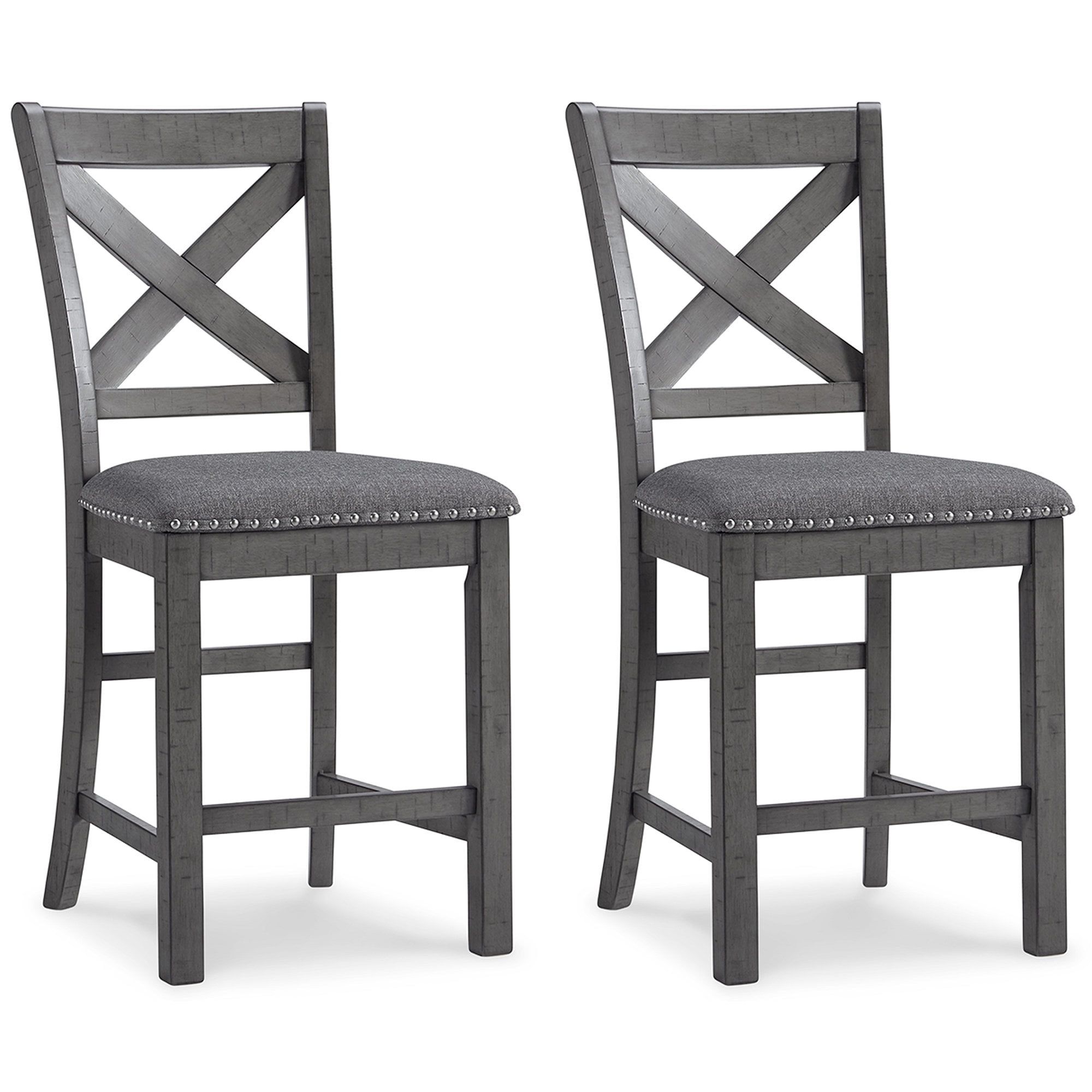 Myshanna Transitional Gray Wood Counter Height Barstool, Set of 2