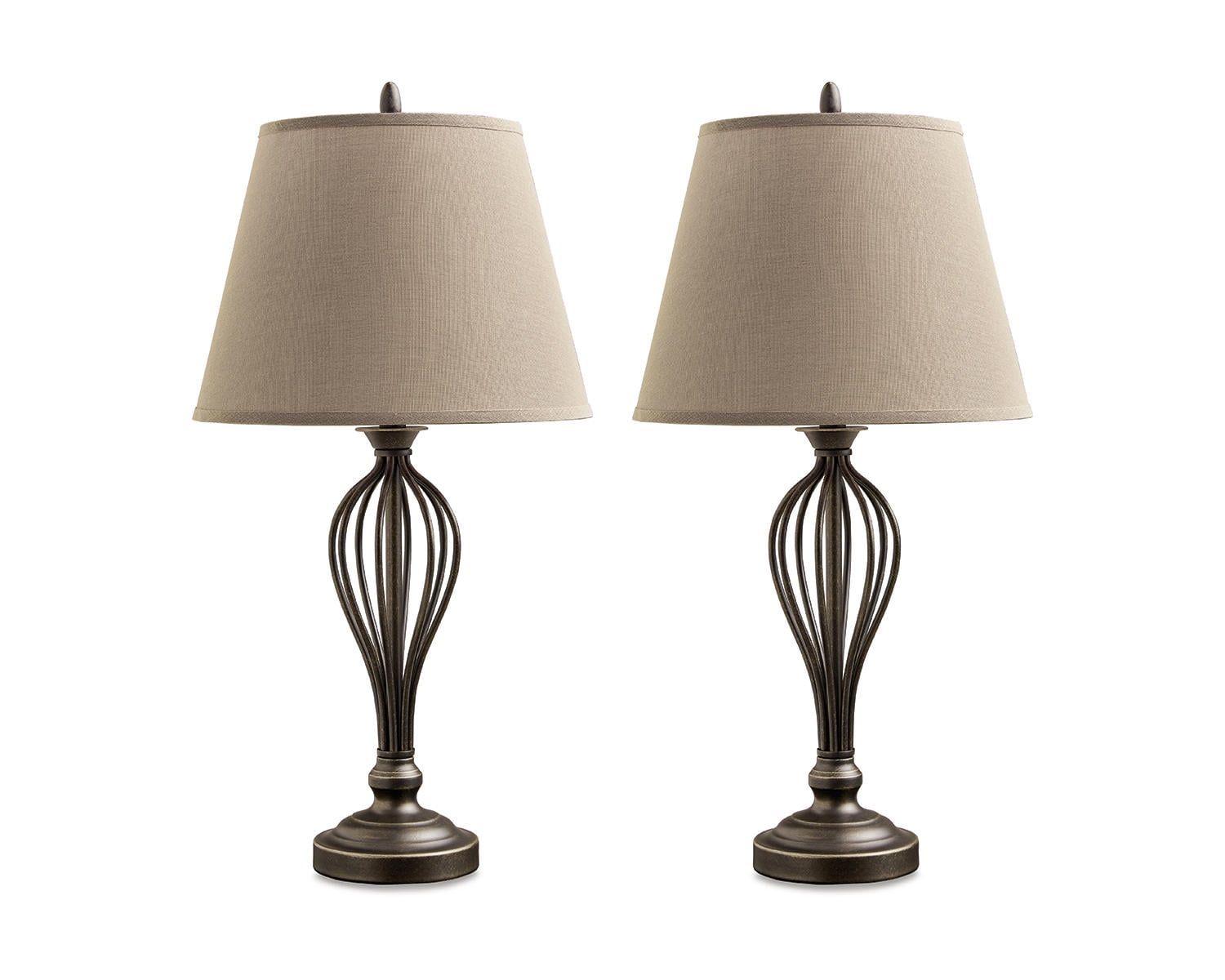 Antique Bronze 29" Metal Table Lamp Set with USB-C Charging Port