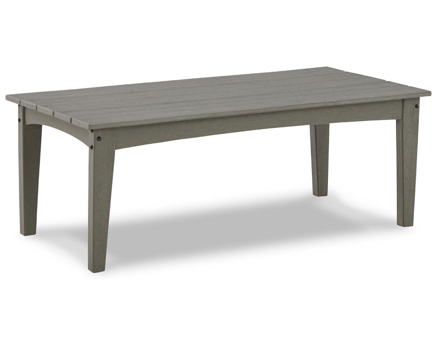 Gray HDPE Rectangular Outdoor Coffee Table with Slatted Top