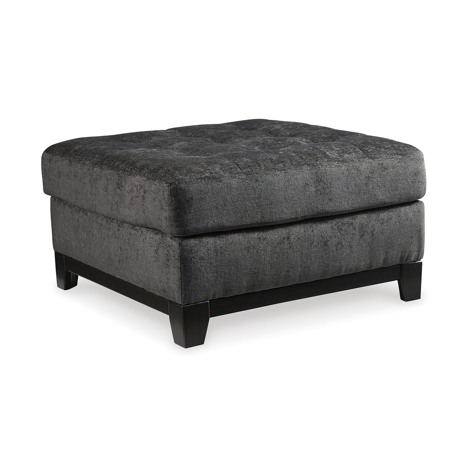 Steel Gray Tufted Oversized Square Ottoman