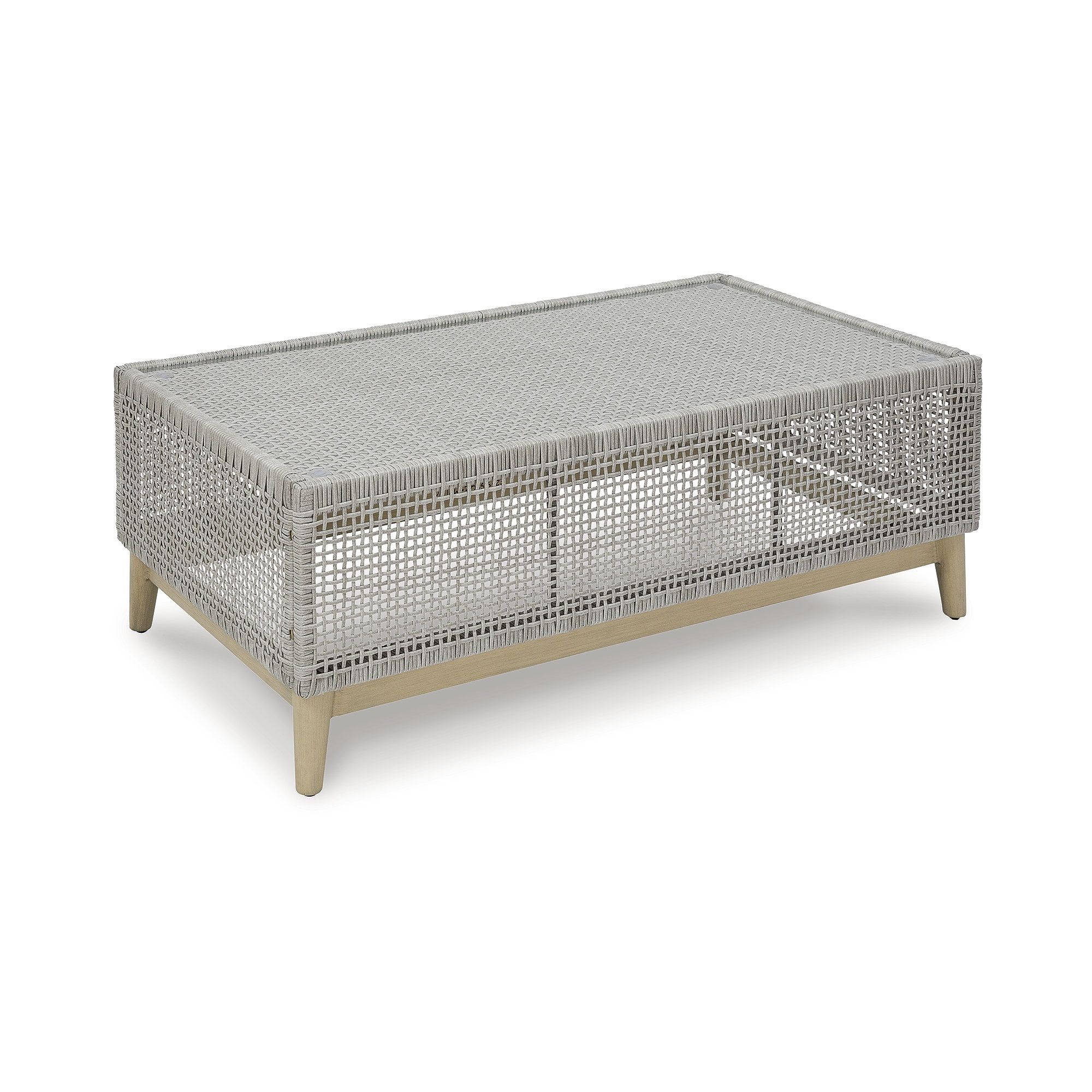 Gray Resin Wicker Rectangular Outdoor Coffee Table