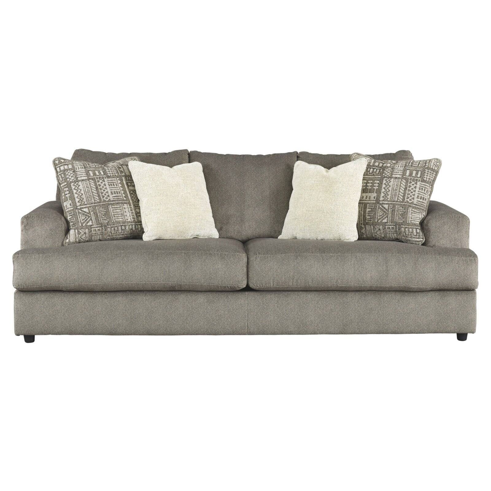 Soletren Ash Gray Microfiber Stationary Sofa with Accent Pillows