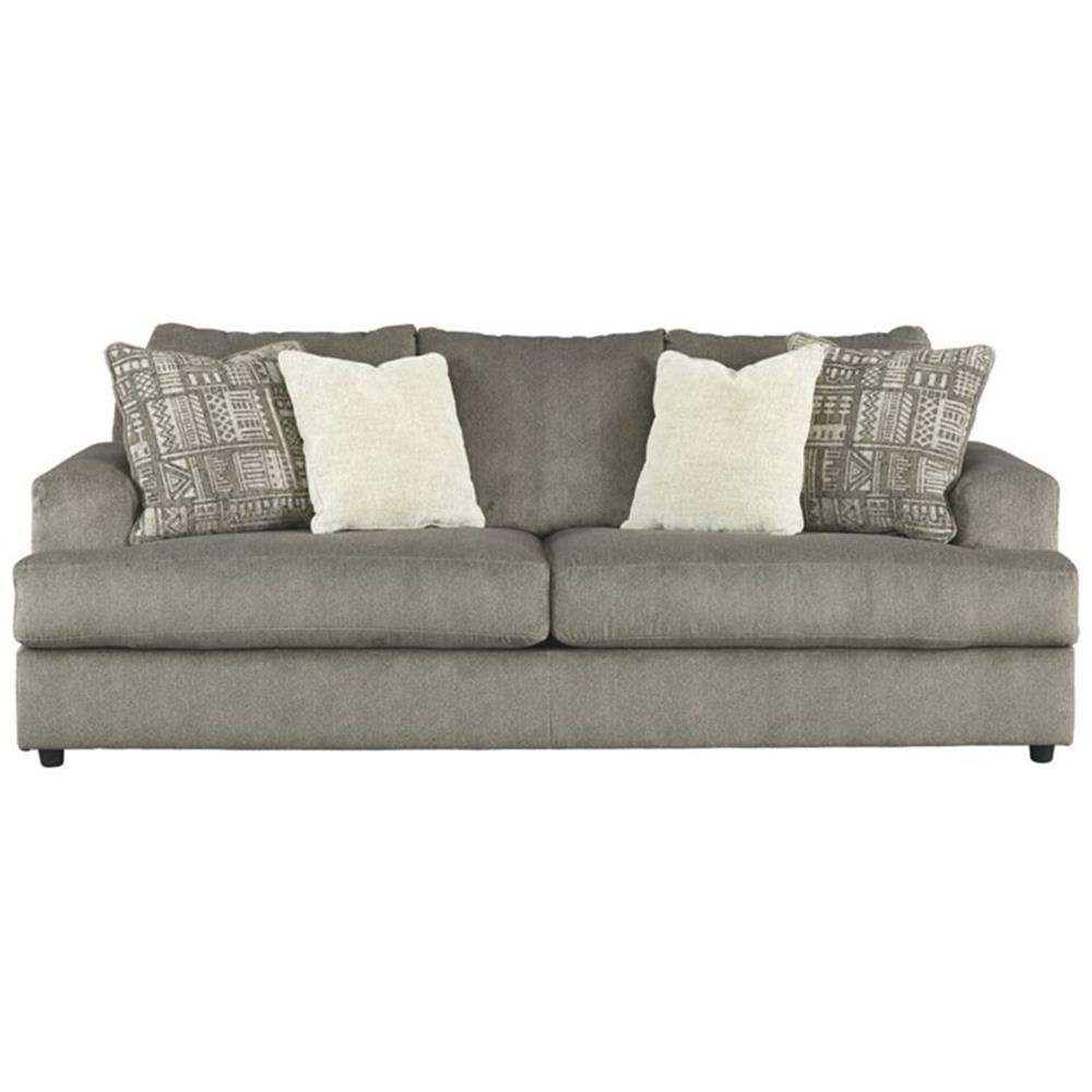 Soletren Ash Gray Microfiber Stationary Sofa with Accent Pillows