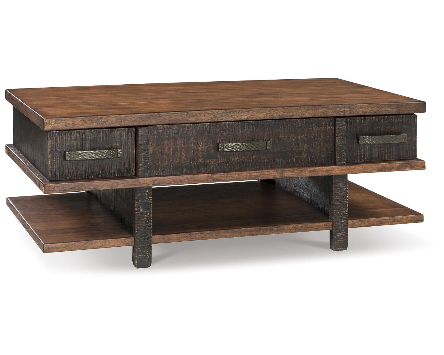 Gray and Brown Rectangular Lift-Top Storage Coffee Table