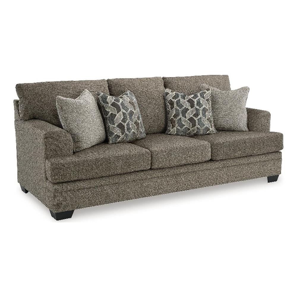 Nutmeg Brown Fabric Stationary Sofa with Pillow Back