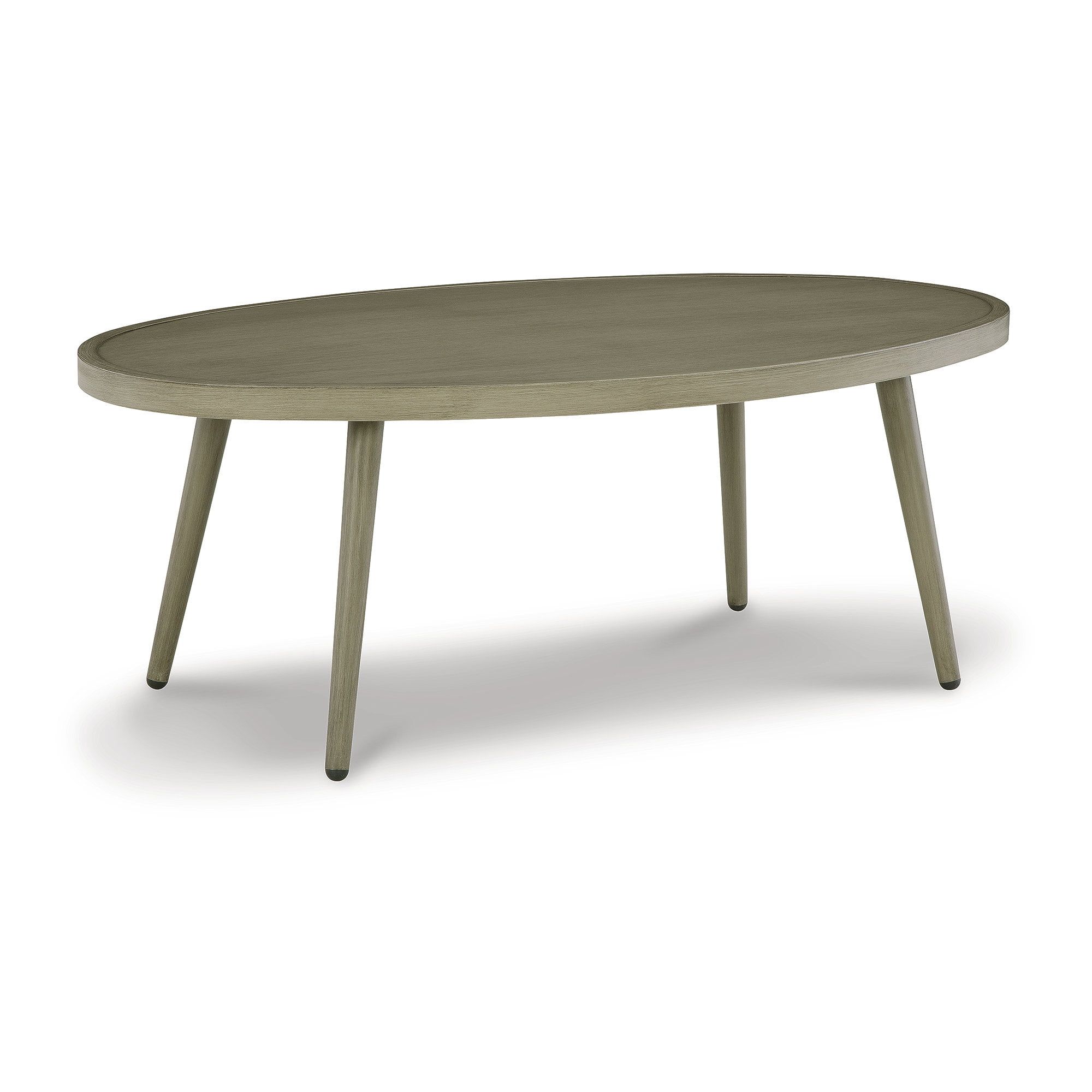 Beige Oval Aluminum Outdoor Coffee Table