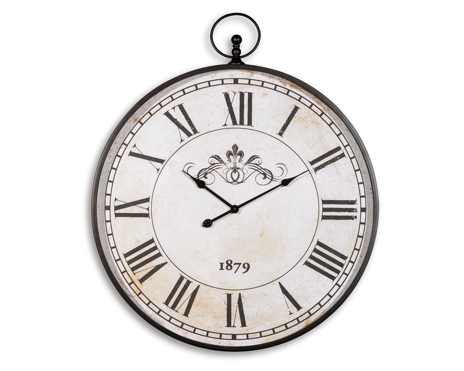 Augustina Antique Black and Cream Metal Wall Clock