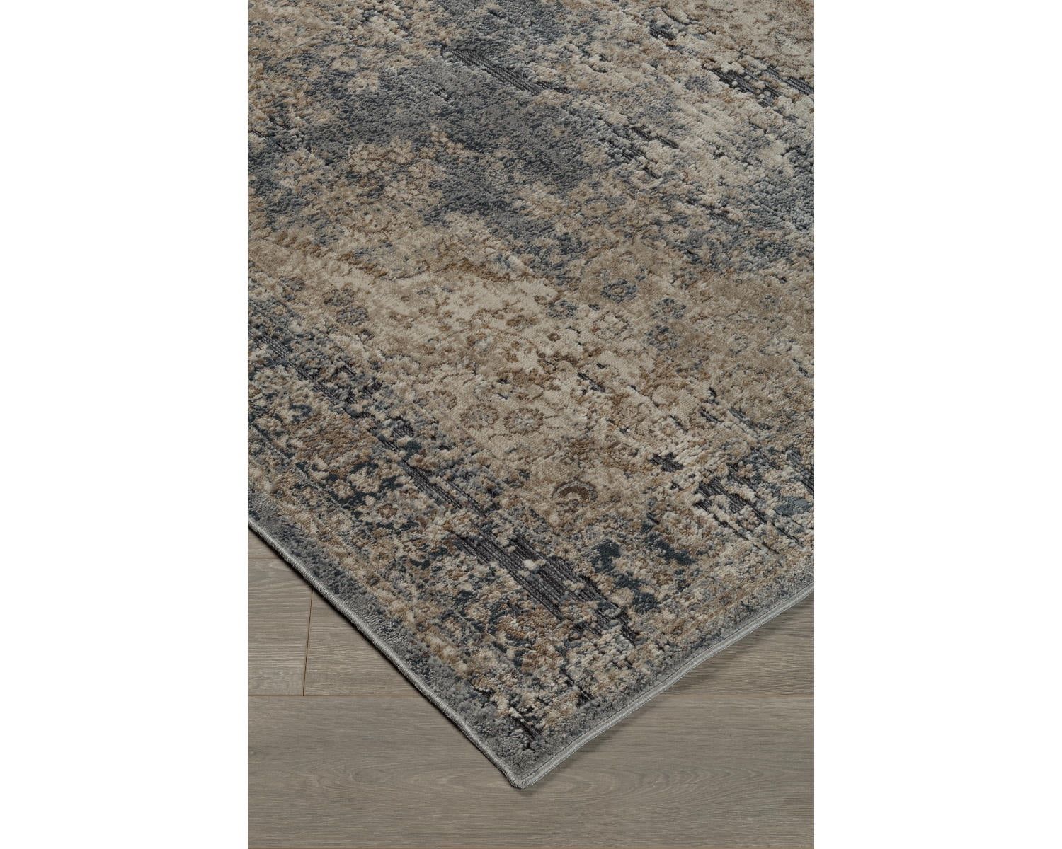 Blue and Beige Medallion 5' x 7' Chenille Rug