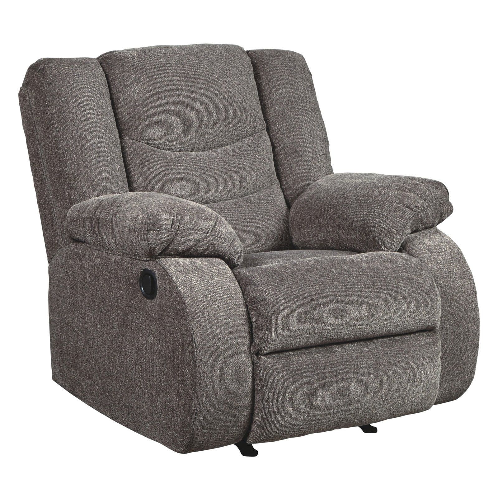 Gray Polyester Traditional Rocker Recliner with Metal Frame