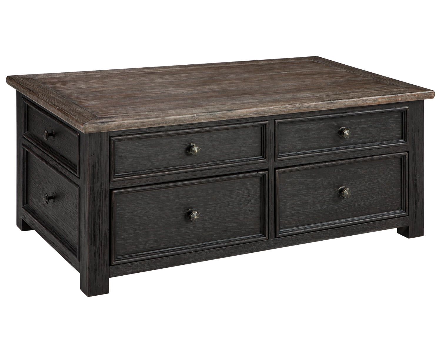 Contemporary Black/Brown Wood Lift-Top Coffee Table with Storage