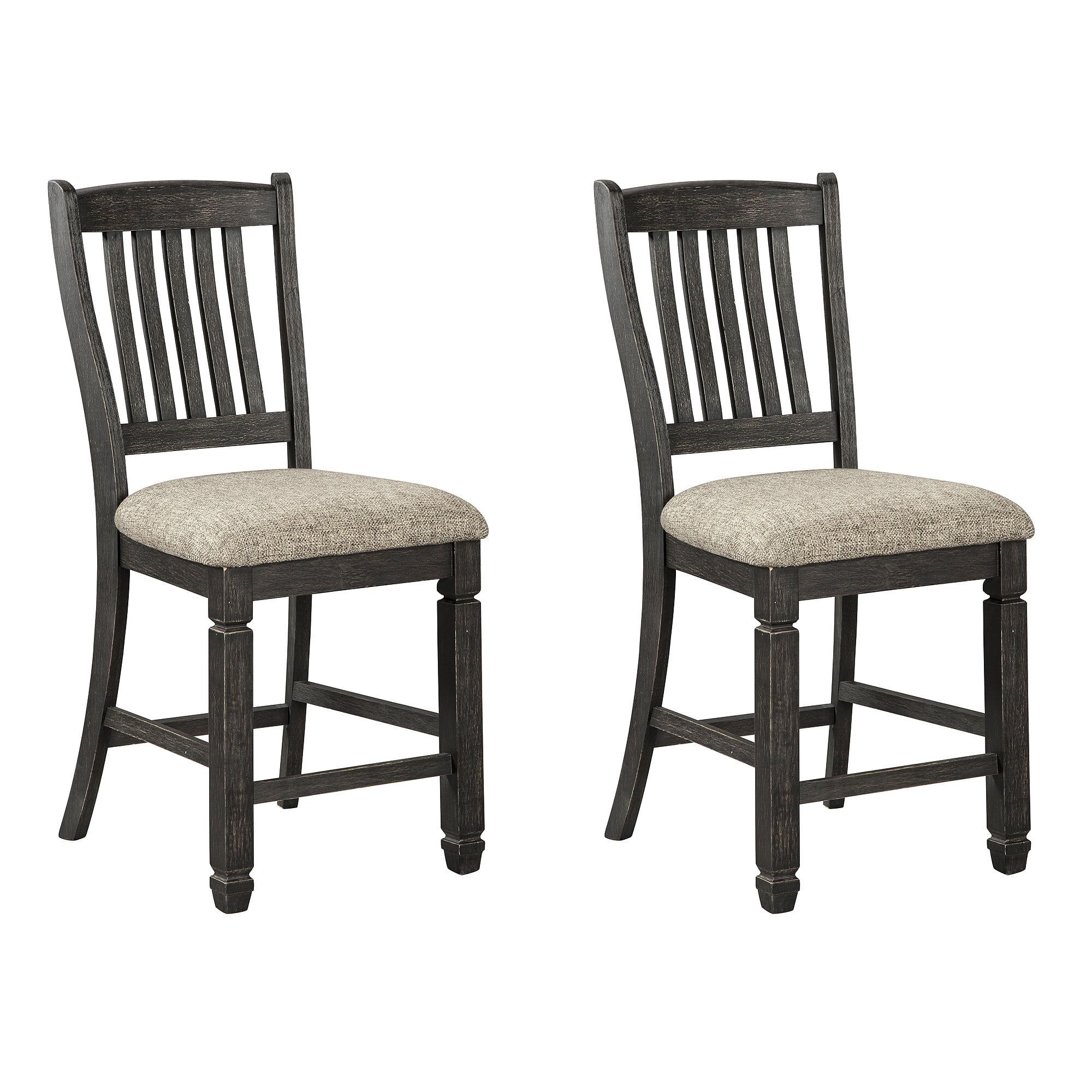 Tyler Creek Black and Grayish Brown Wood Counter Height Barstools, Set of 2