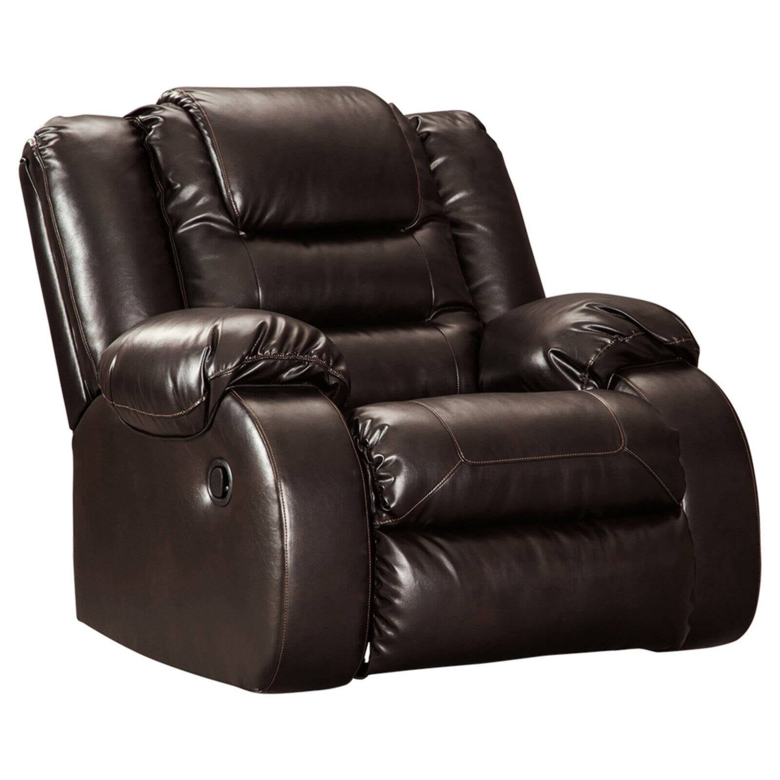 Chocolate Faux Leather Traditional Recliner with Metal Frame