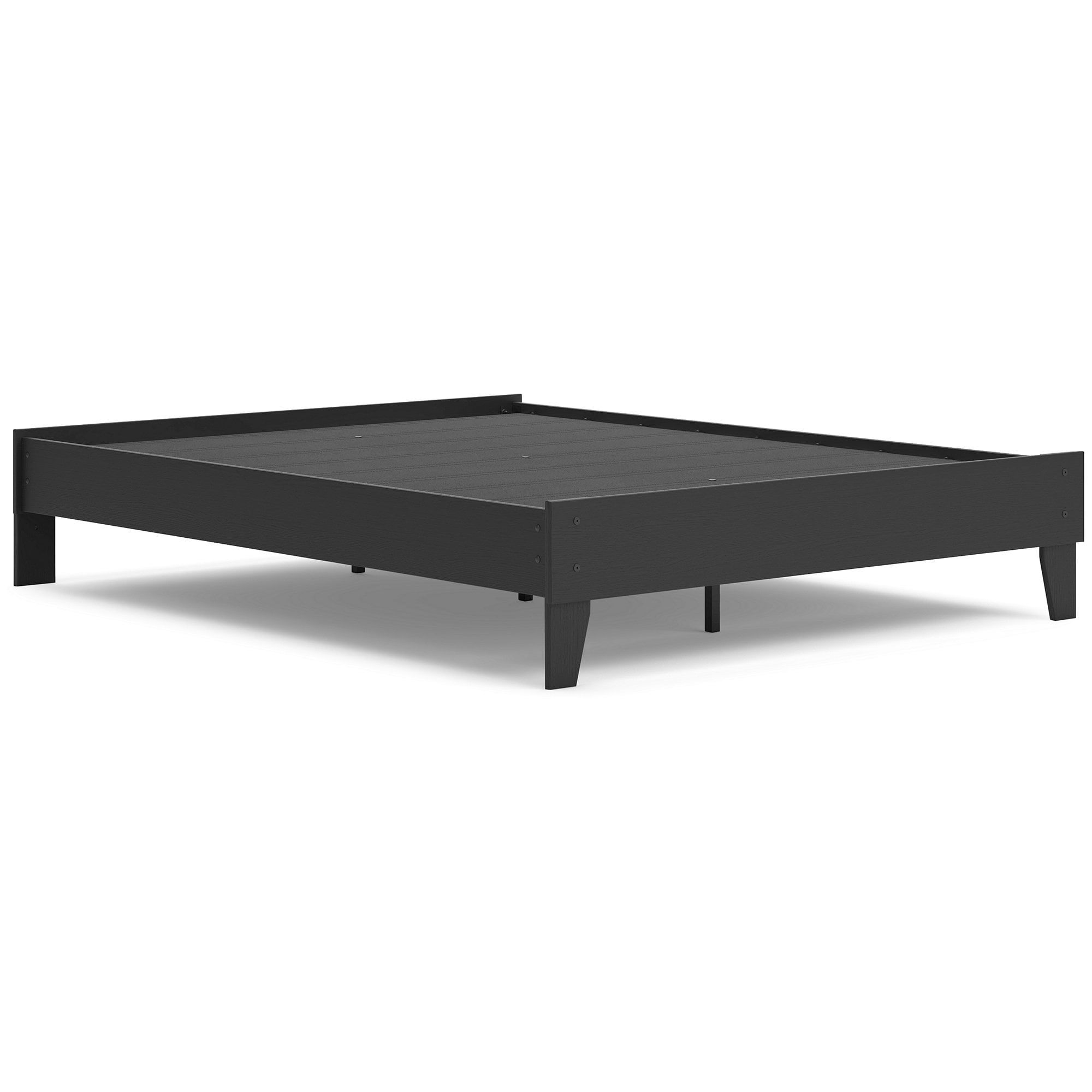 Matte Black Queen Platform Bed with Storage Drawers