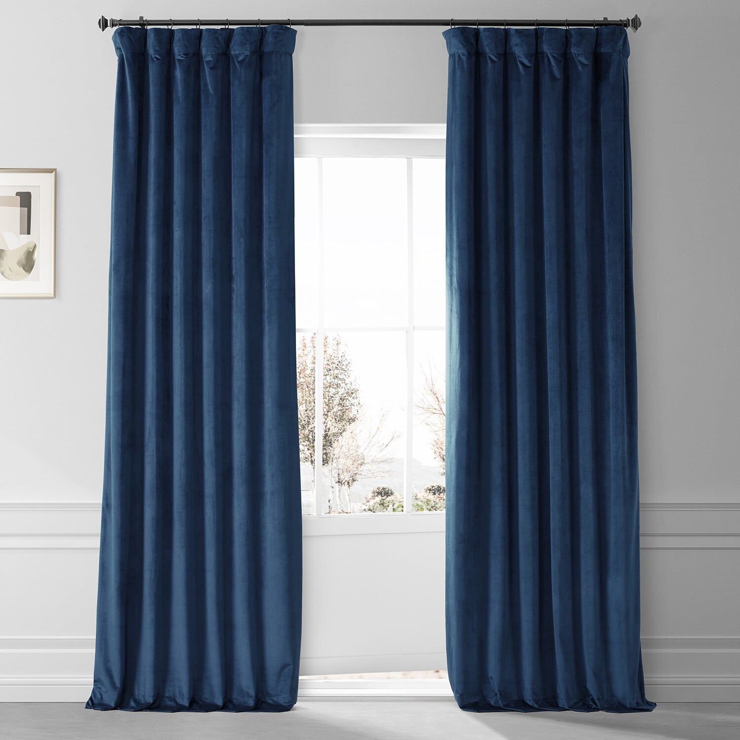 Dreamland Blue Velvet Blackout Curtains, 50W x 108L