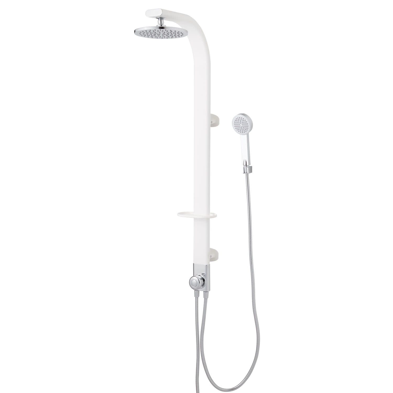 Tilley 44" White Aluminum Outdoor Shower Panel with Hand Shower