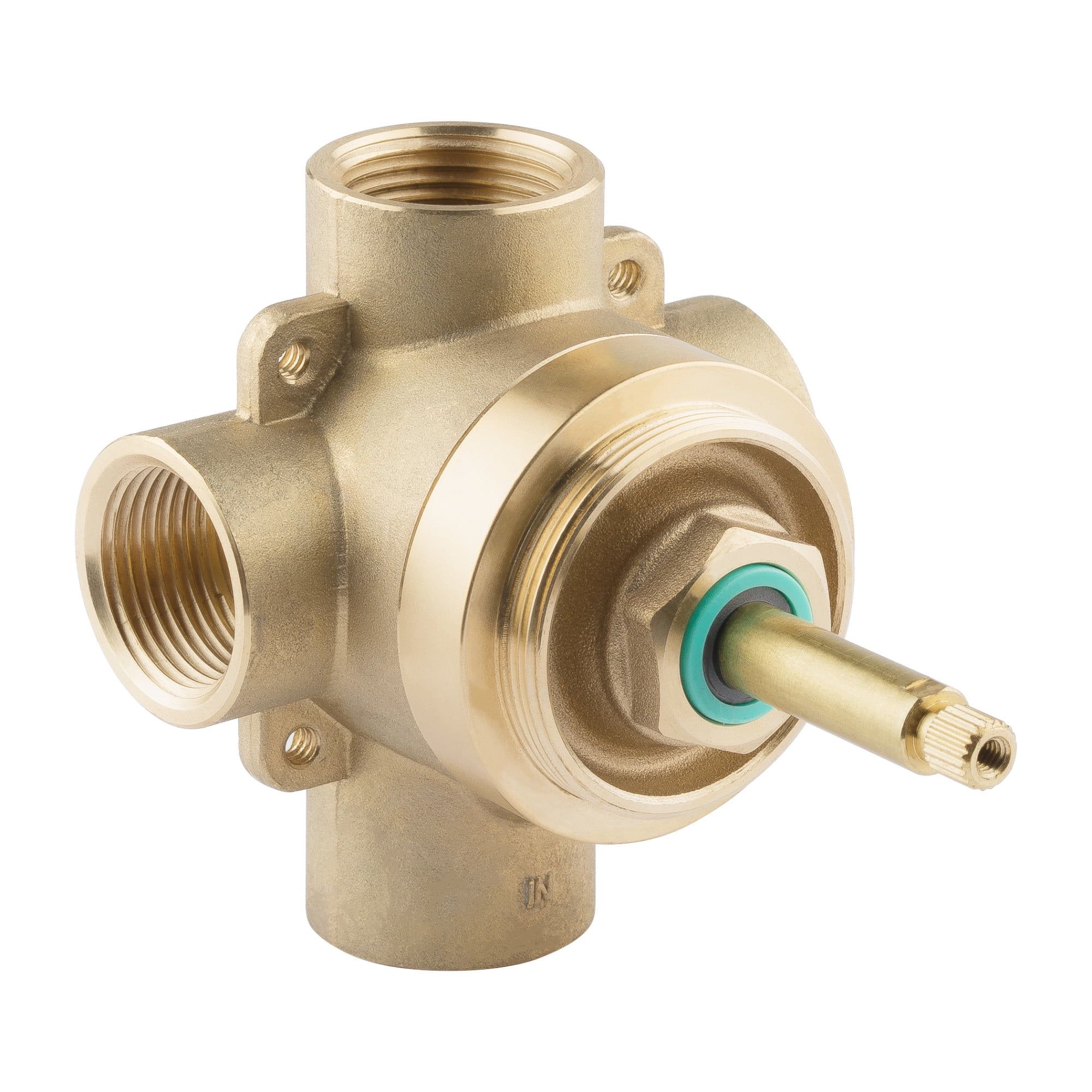 Gold 3/4" Brass 3-Way In-Wall Diverter Rough-In Valve