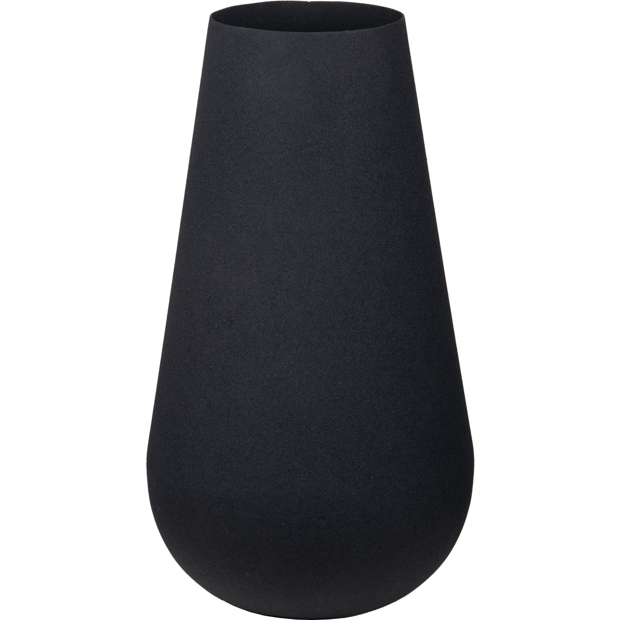 14" Charcoal Black Powder Coated Iron Vase