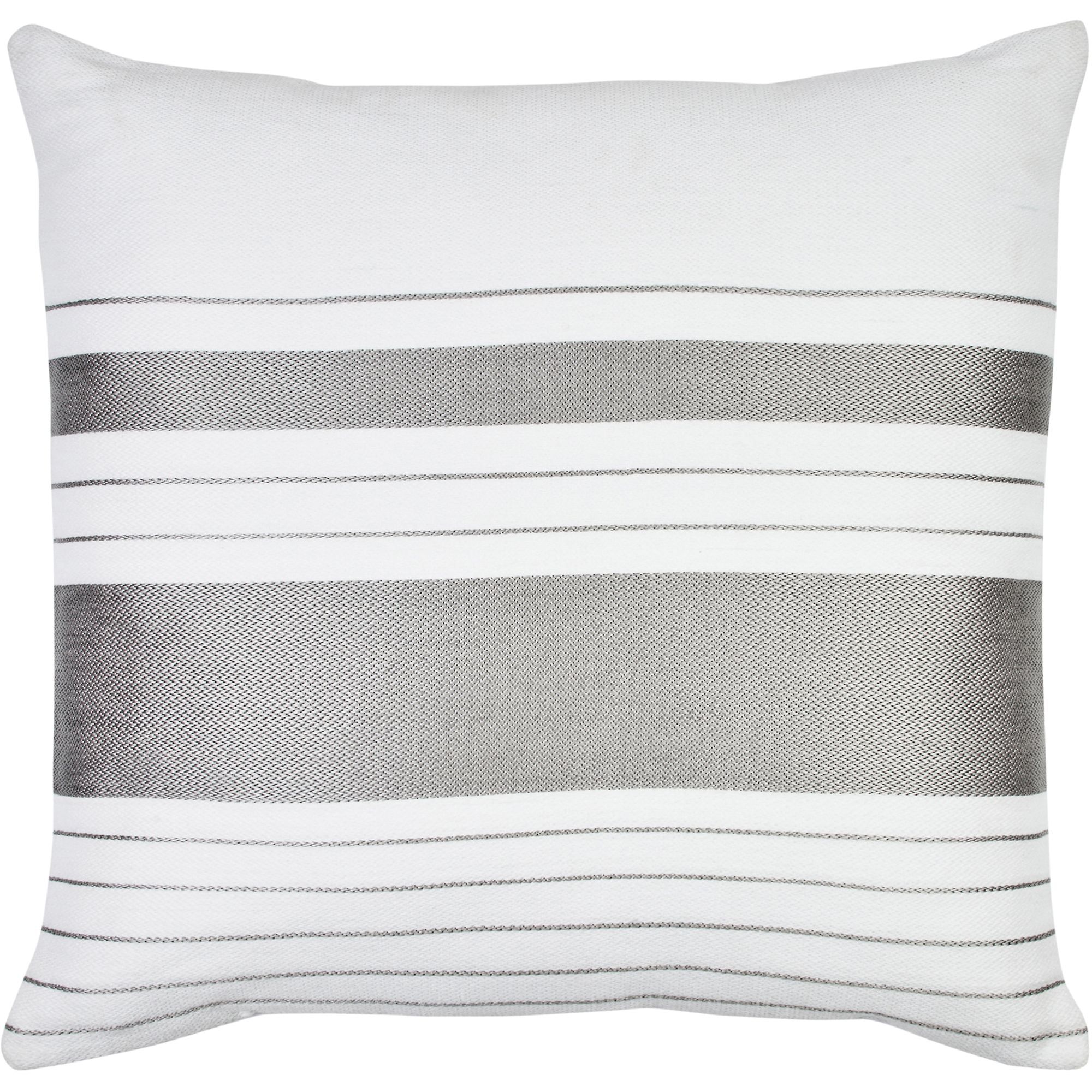 22" Gray and White Striped Square Outdoor Throw Pillow