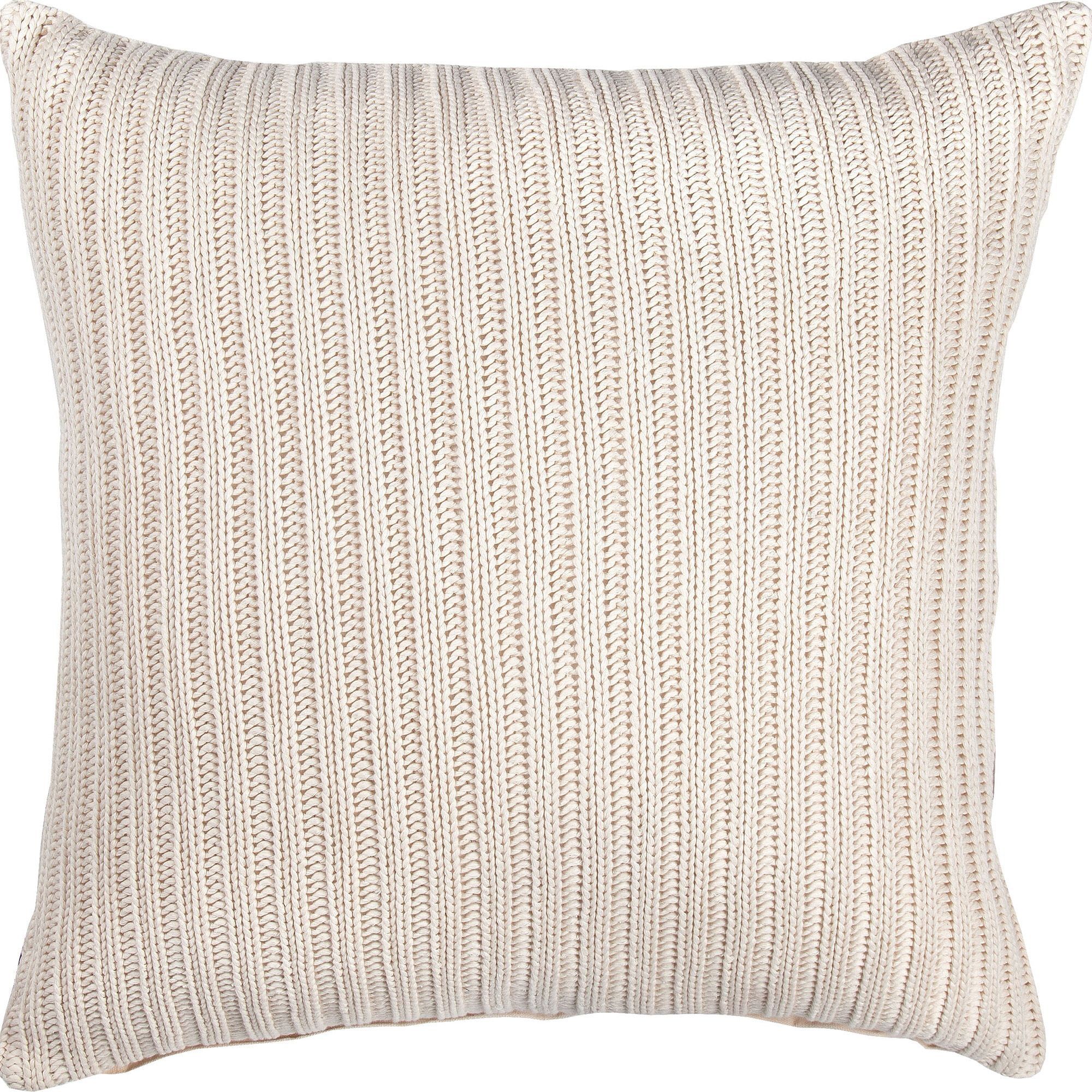 Luxurious Off-White Knitted 24" Square Cotton Throw Pillow