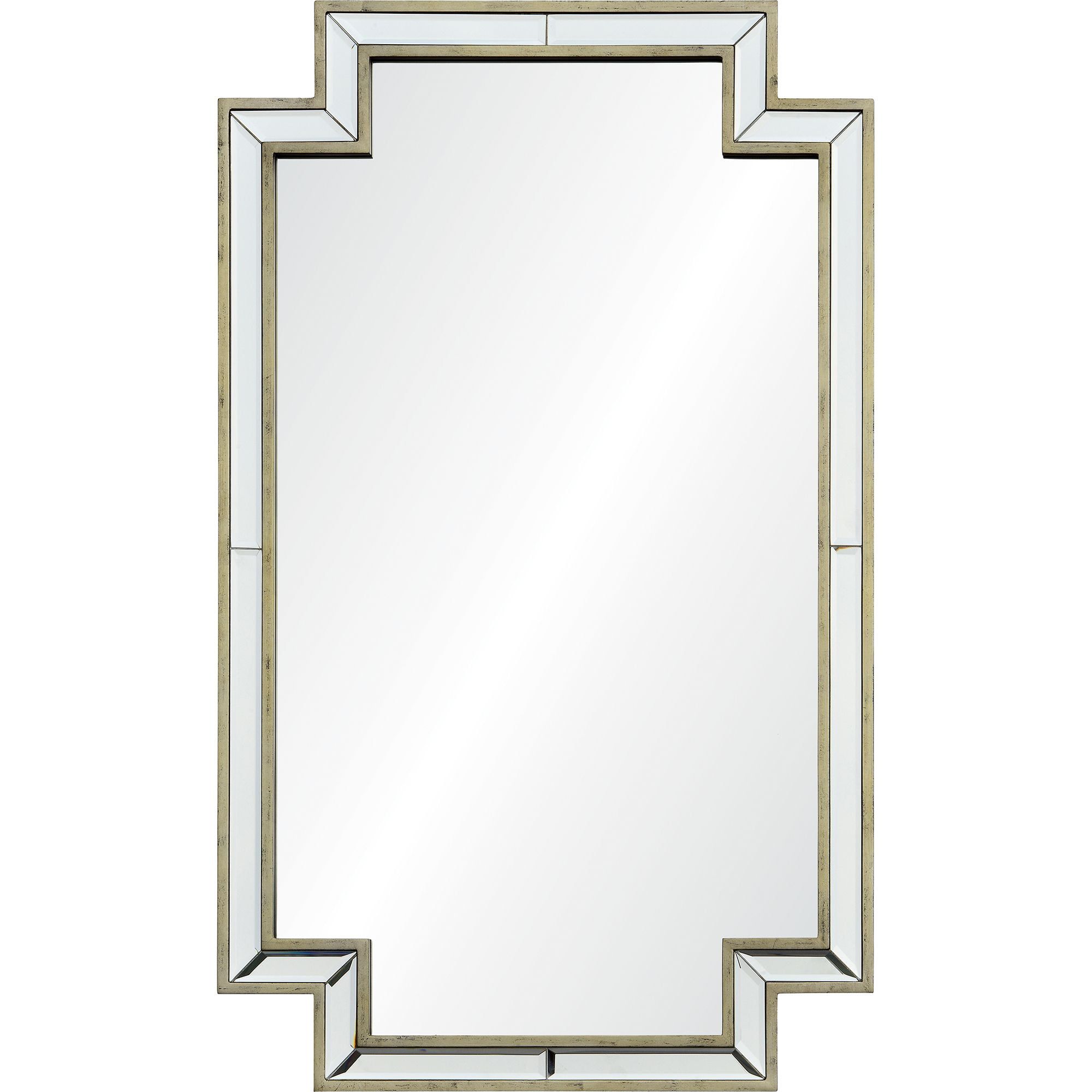 Elegant 40" Antique Silver Pine Wood Rectangular Wall Mirror