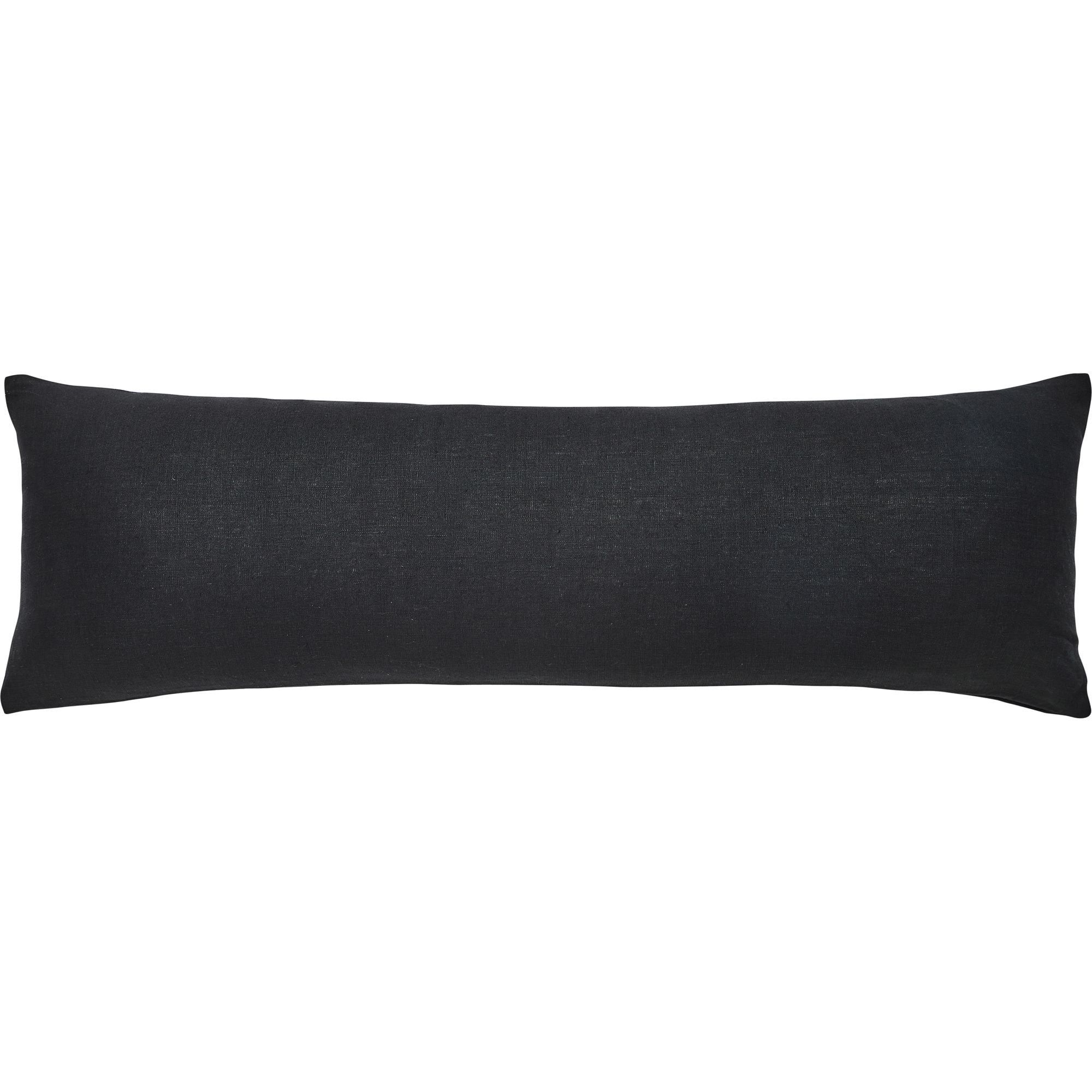 Eco-Friendly Black Linen 40" Rectangular Lumbar Pillow