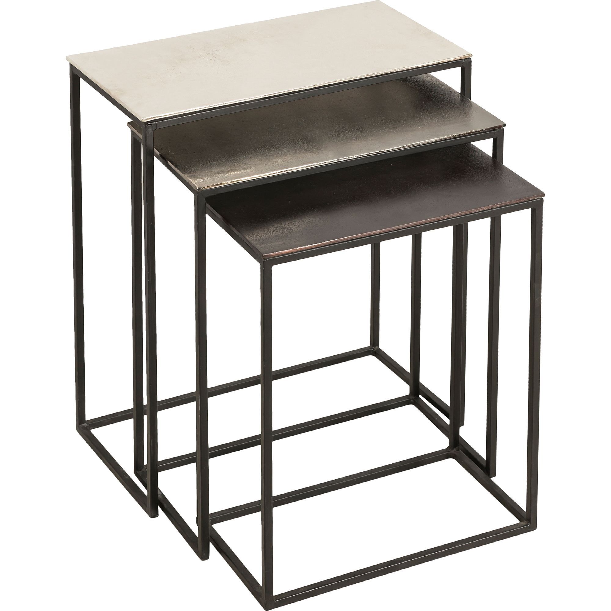 Elegant Trio Silver and Bronze Metallic Nesting Tables