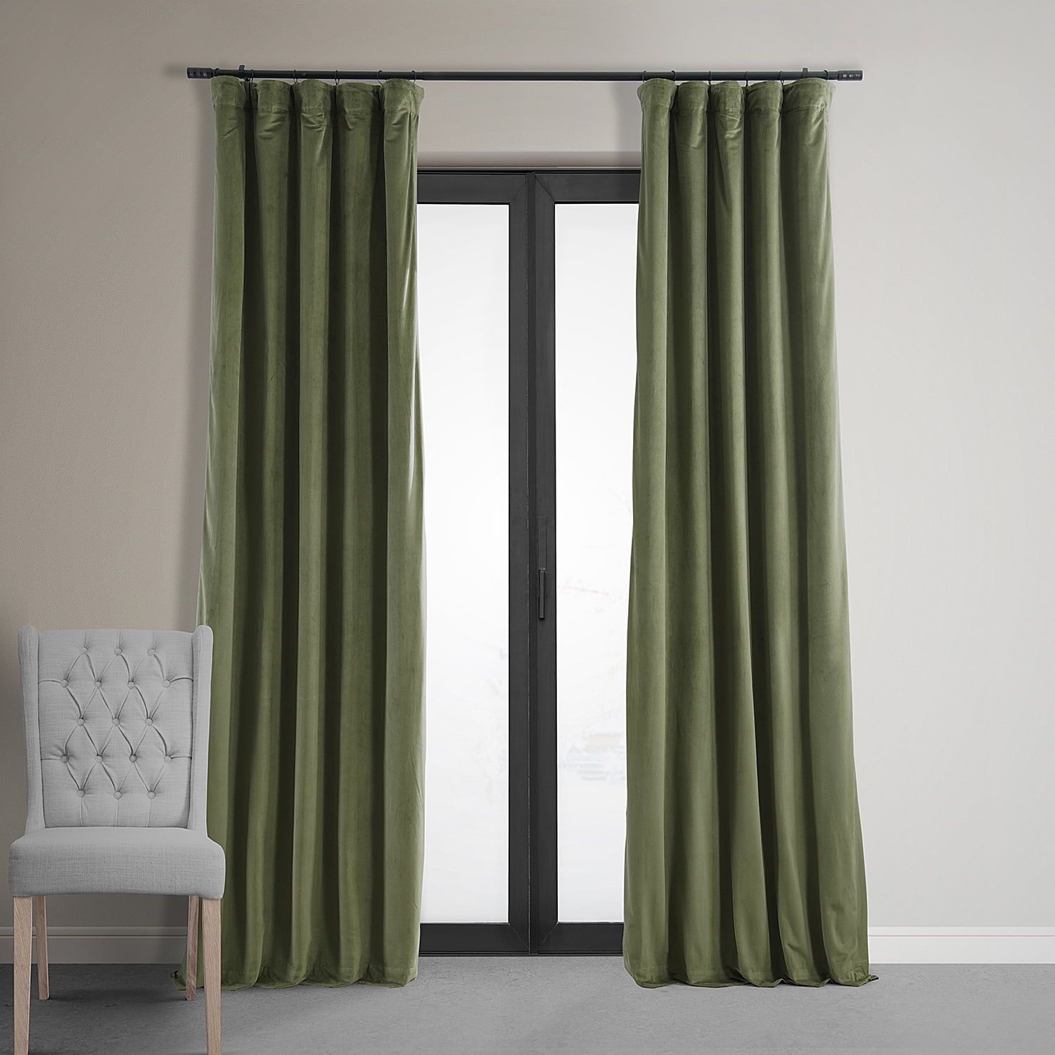 Hunter Green Velvet Blackout Curtain Panel 50W x 120L