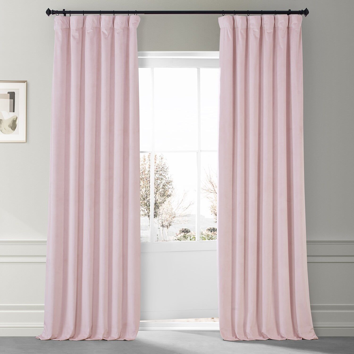 Rose Water Velvet Blackout Curtains with Rod Pocket, 50" x 108"