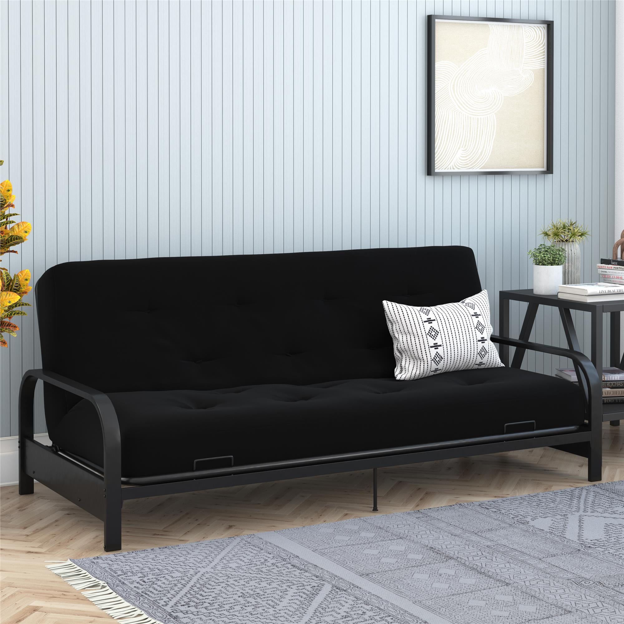 Trule 8" Black Linen Full Futon Mattress with Pocket Coils