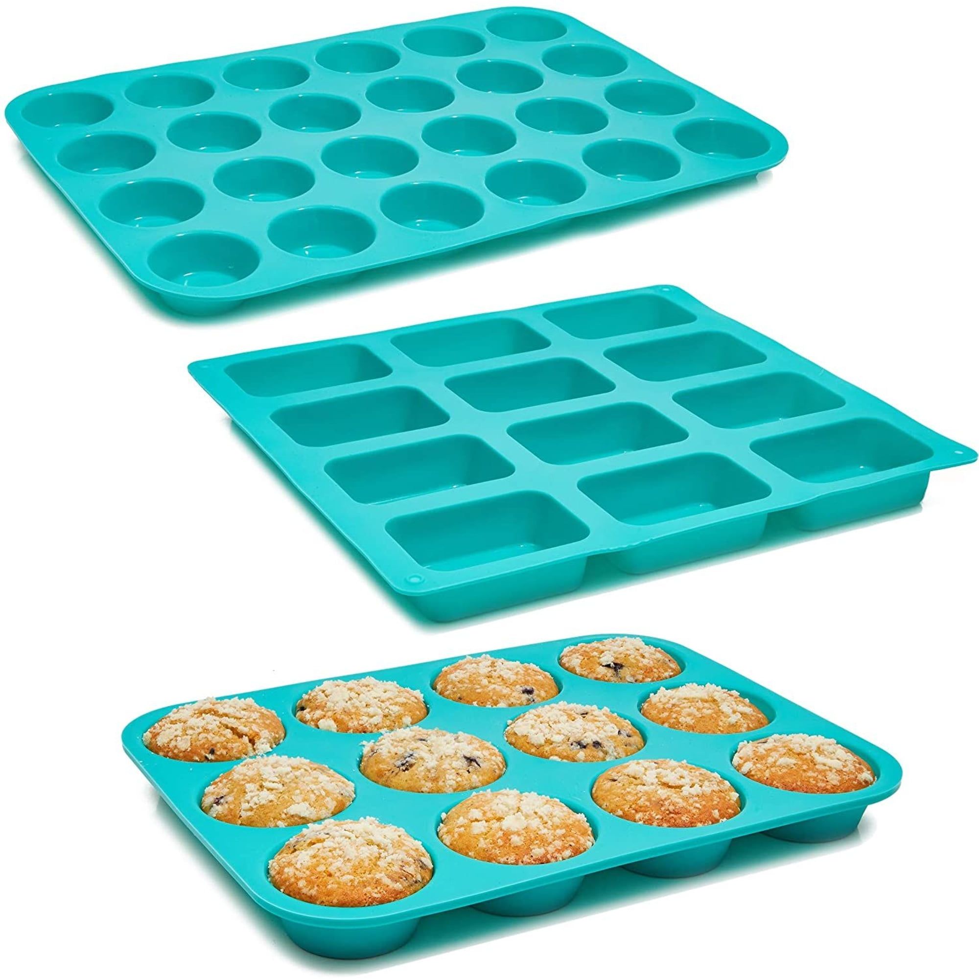 Teal Non-Stick Silicone Mini Cake and Loaf Baking Set