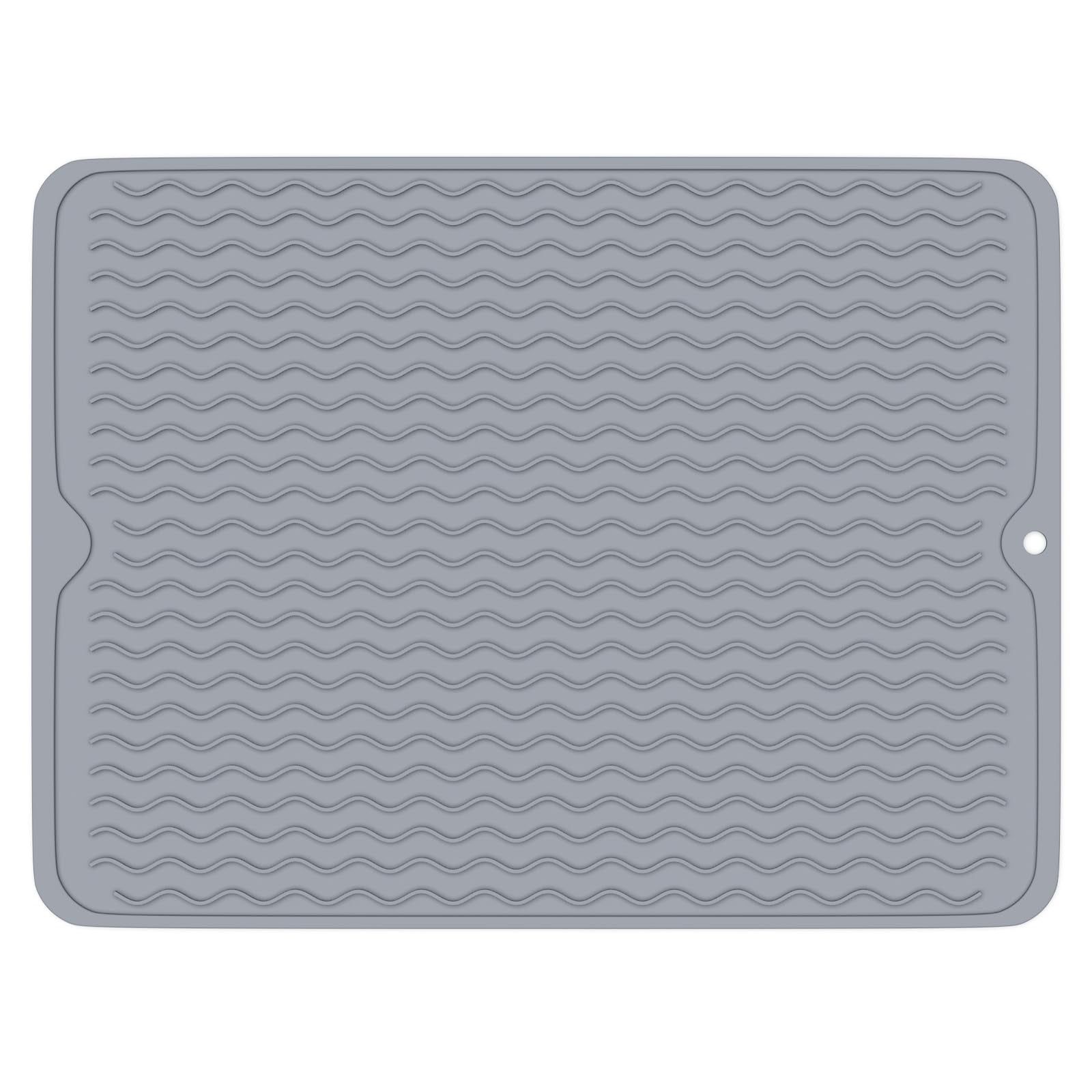 Gray Foldable Silicone Rectangular Dish Drying Mat