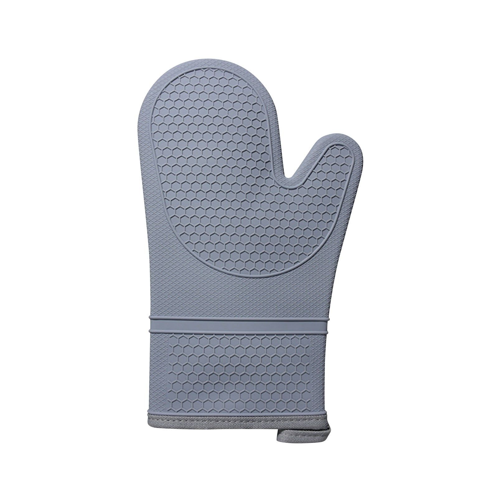 Gray Silicone Heat-Resistant Oven Mitts with Cotton Lining, 2-Piece Set