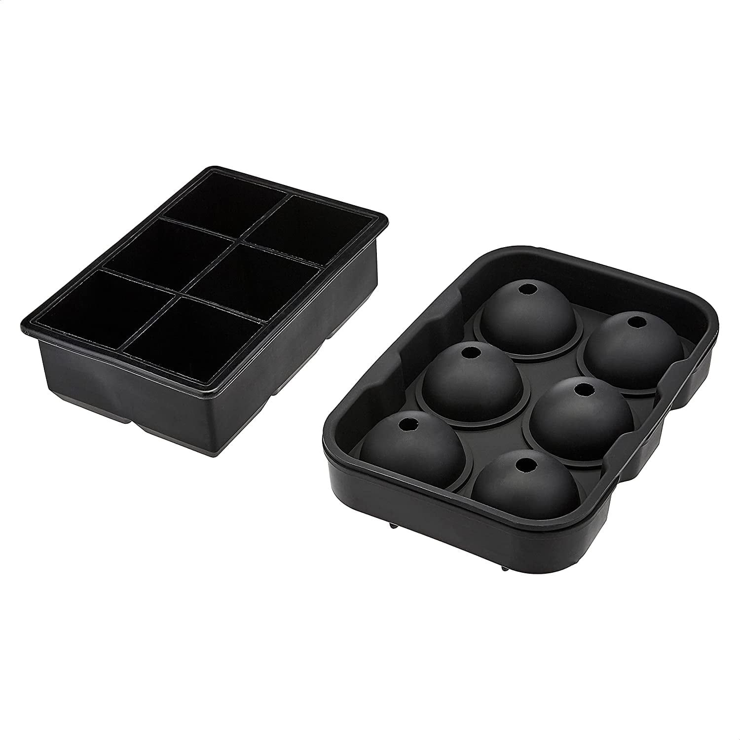 Black Silicone Sphere and Cube Ice Tray Set