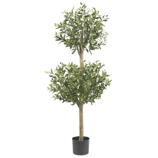 Elegant Outdoor 60" Silk Olive Double Topiary in Pot