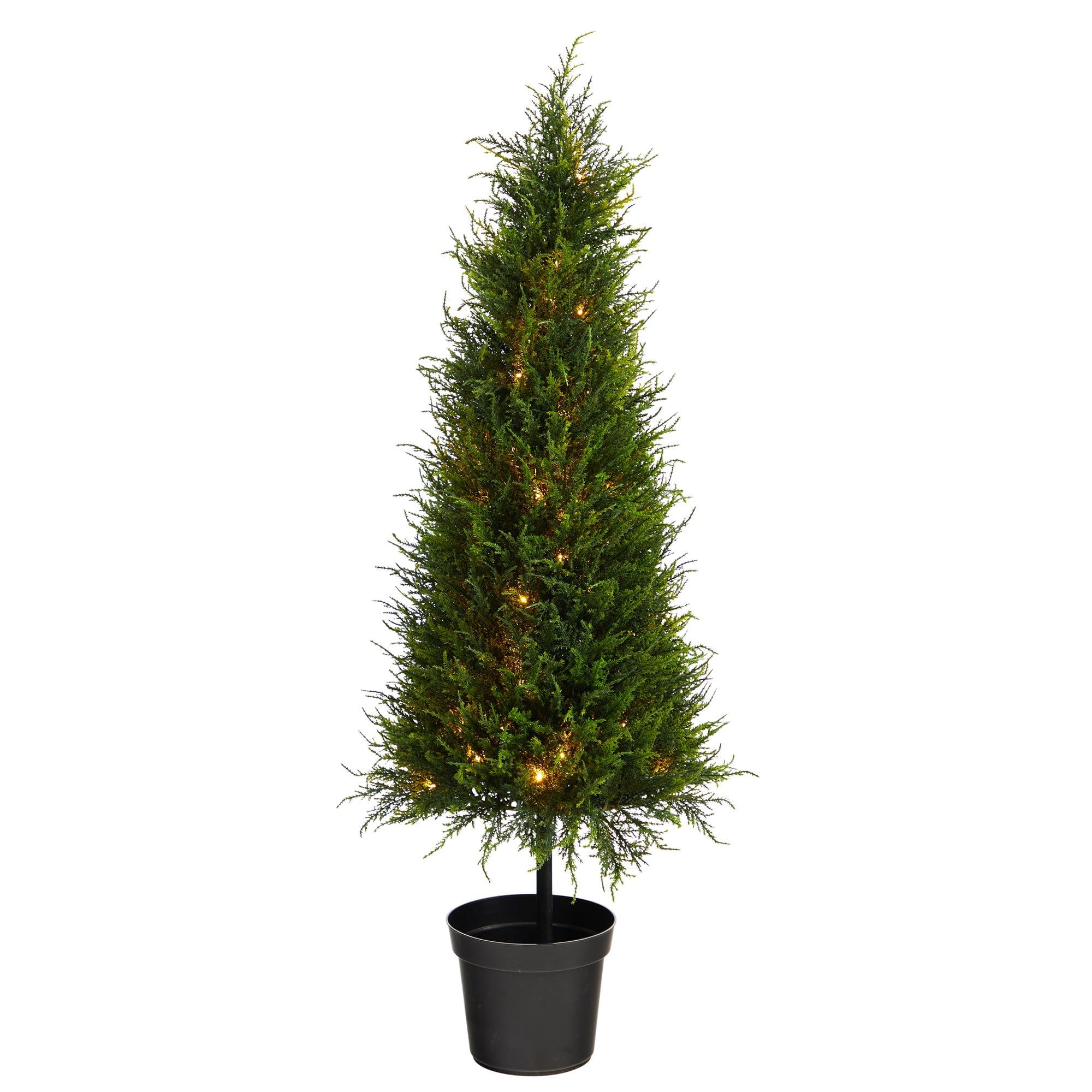 Winter Cypress 42" Artificial Tree with Clear LED Lights in Pot