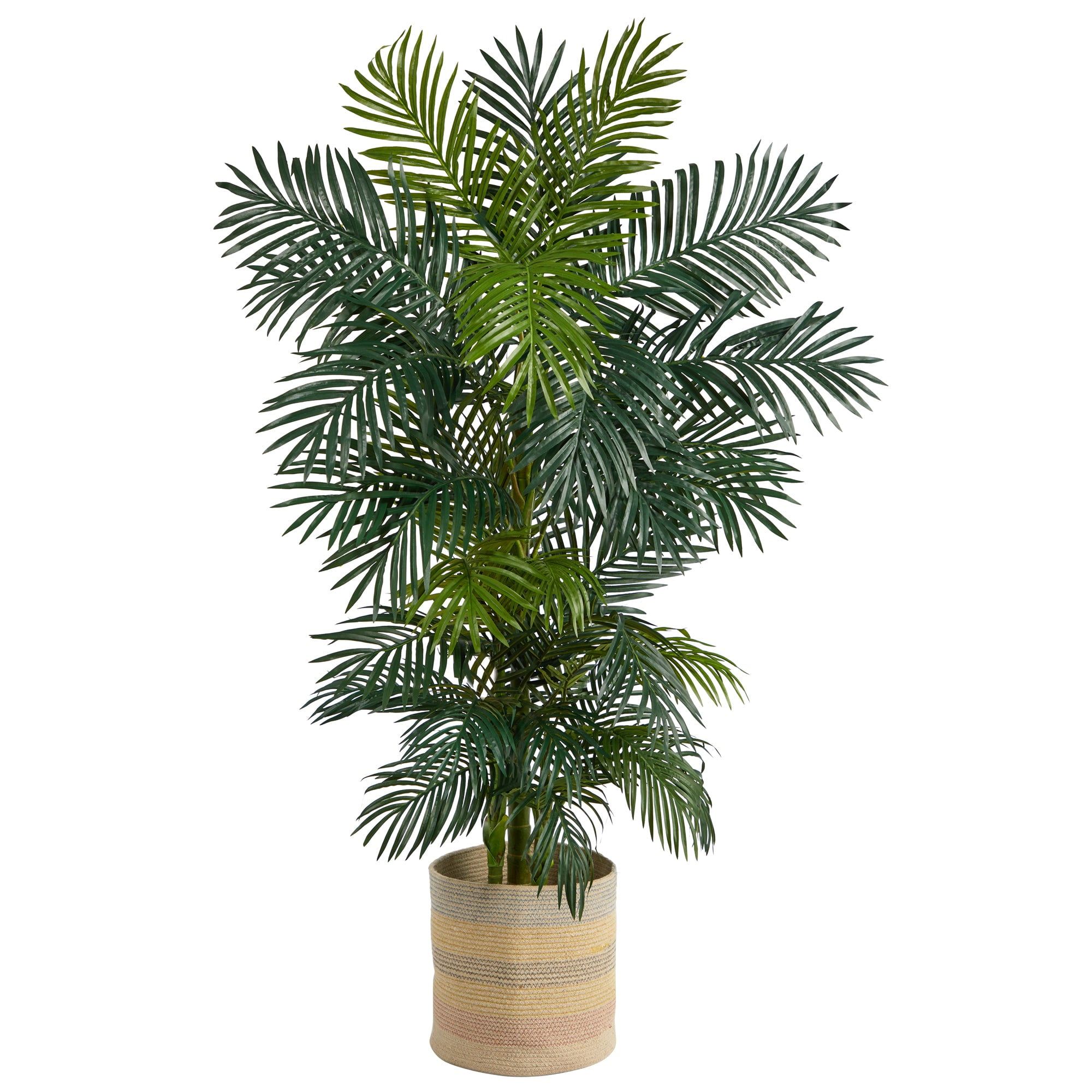 6.5ft Golden Cane Artificial Palm Tree in Jute and Cotton Planter