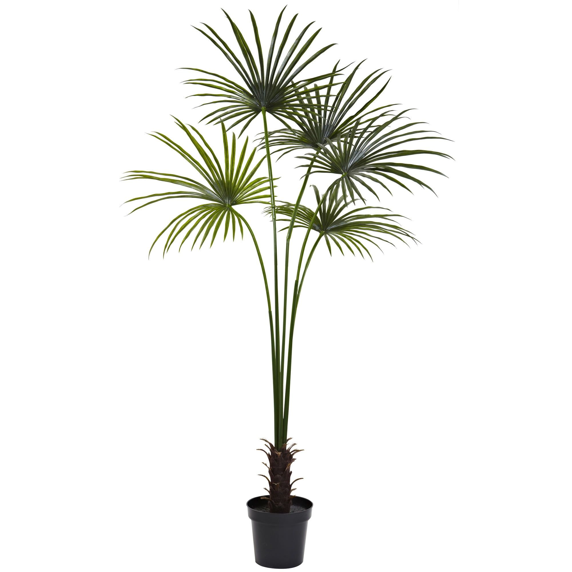 Tropical Majesty 7ft UV Resistant Silk Fan Palm Tree in Decorative Pot