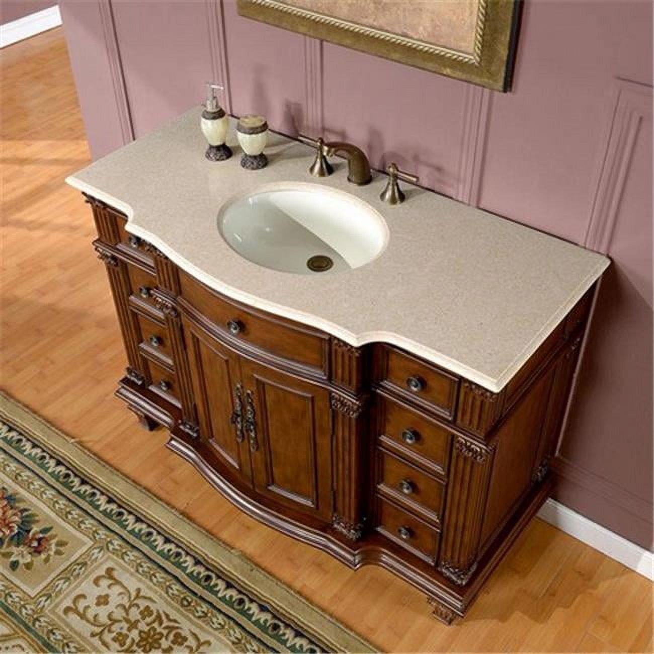 Walnut and Cream Marble 48" Single Sink Vanity