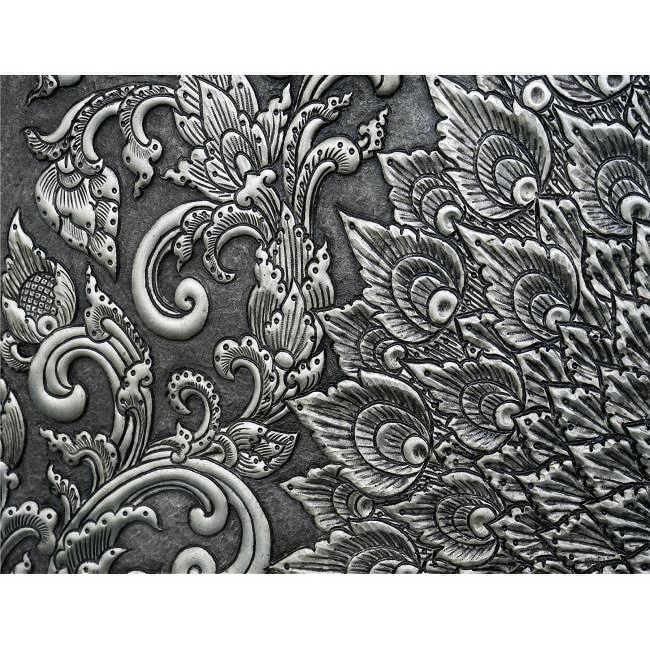 Silver Fleur de Lis Embossed Canvas Wall Art