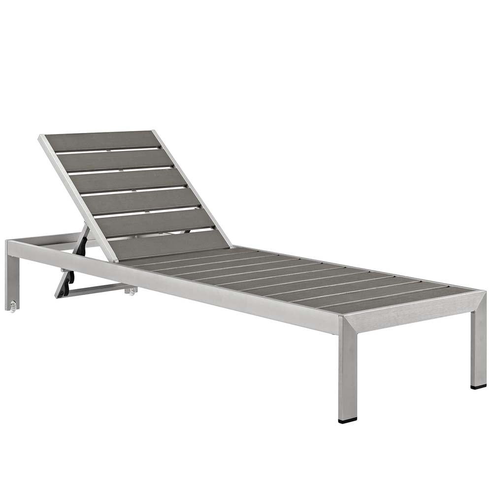 Gray Aluminum Outdoor Industrial Chaise Lounger