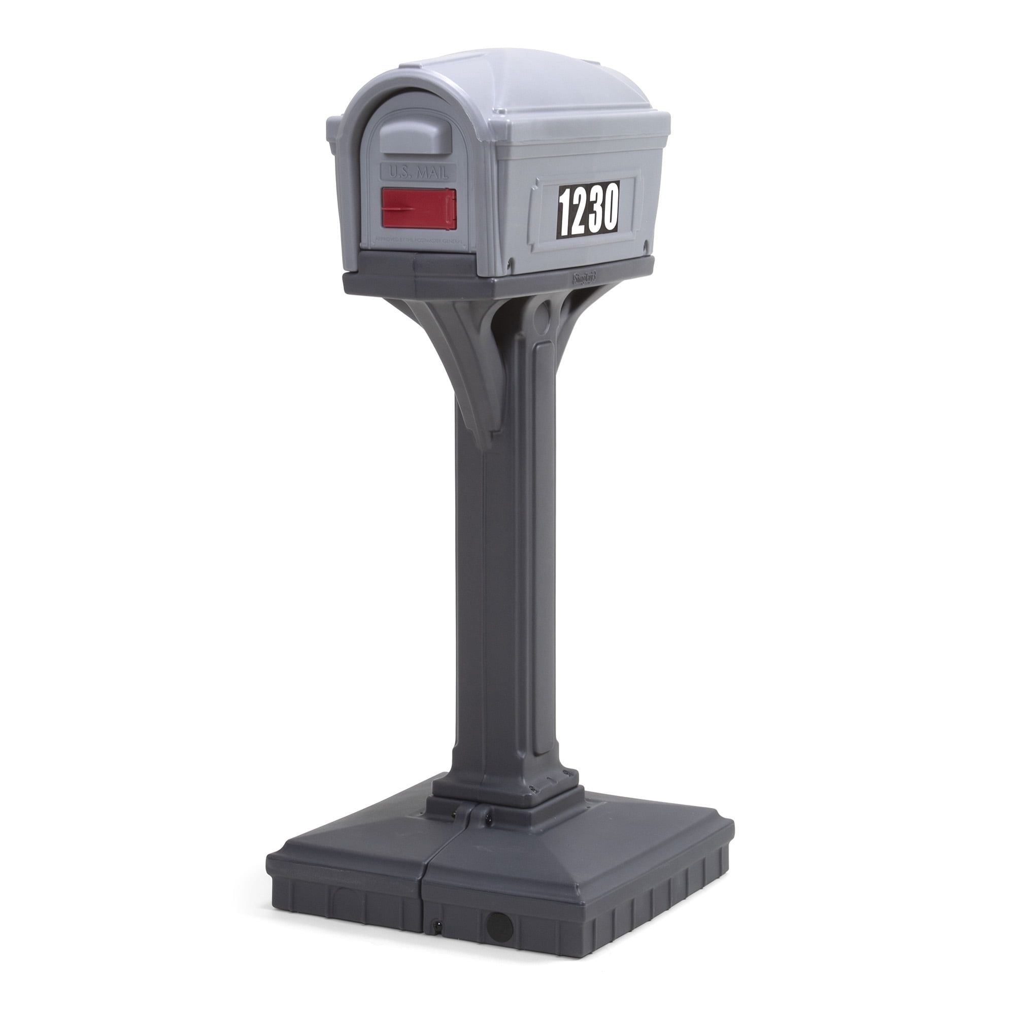 Gray and Charcoal Plastic Pedestal Mailbox with Post