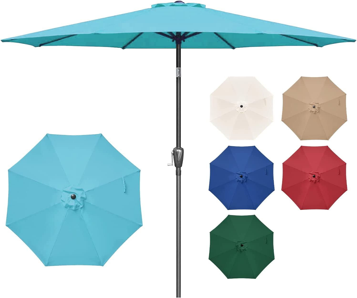 Turquoise 9 ft Outdoor Patio Umbrella with Crank and Tilt