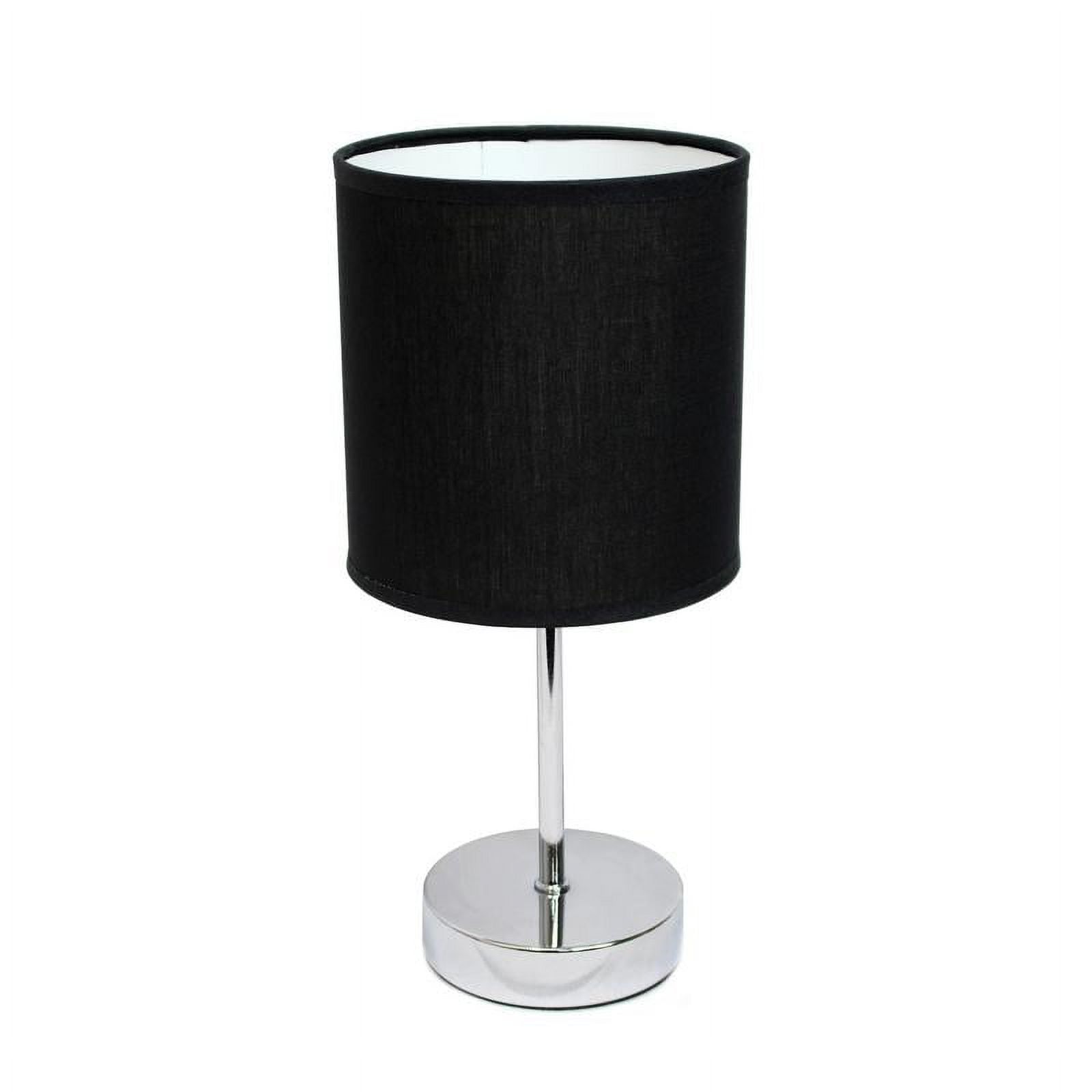 Black Chrome Mini Table Lamp with Fabric Shade