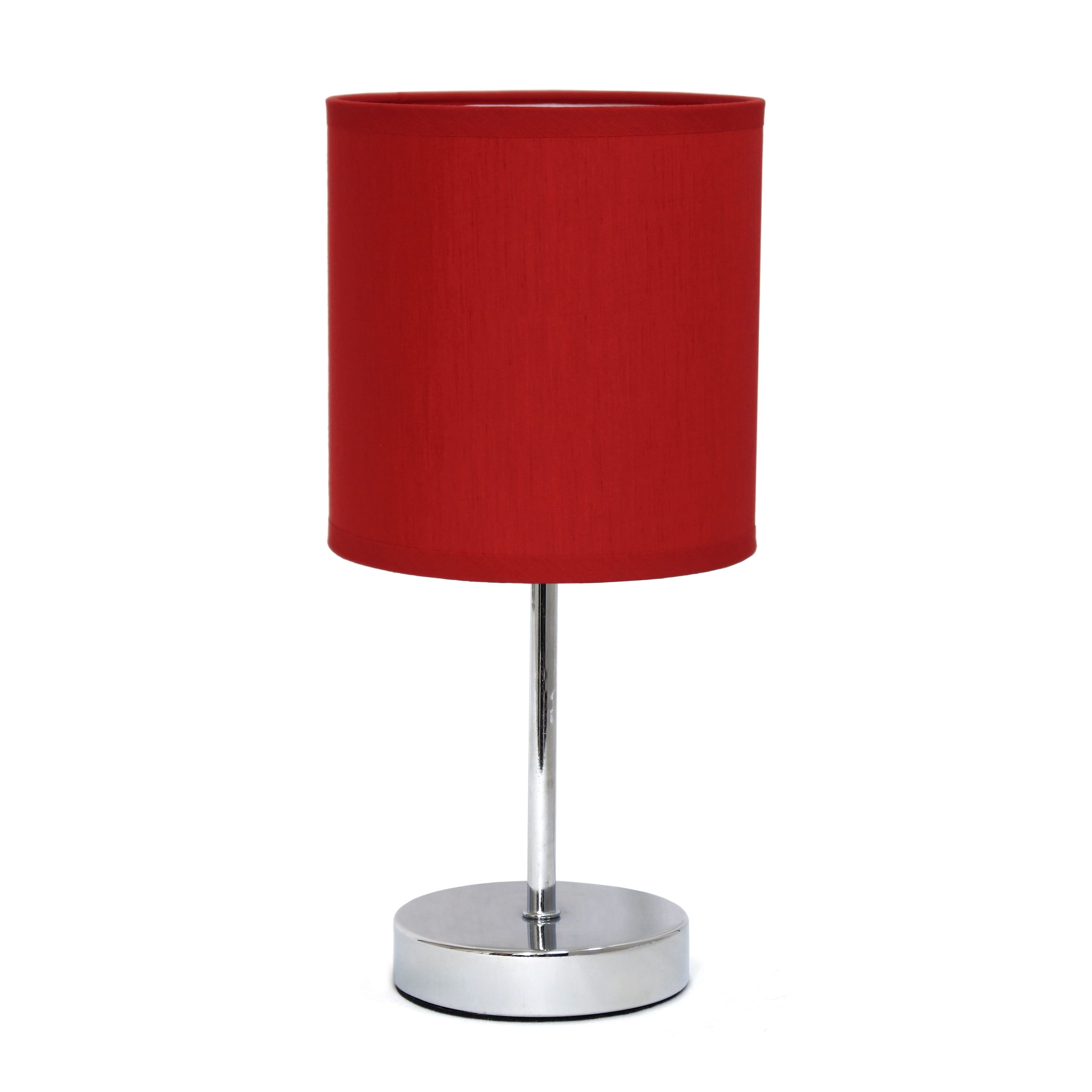 Red Chrome Mini Table Lamp with Fabric Shade