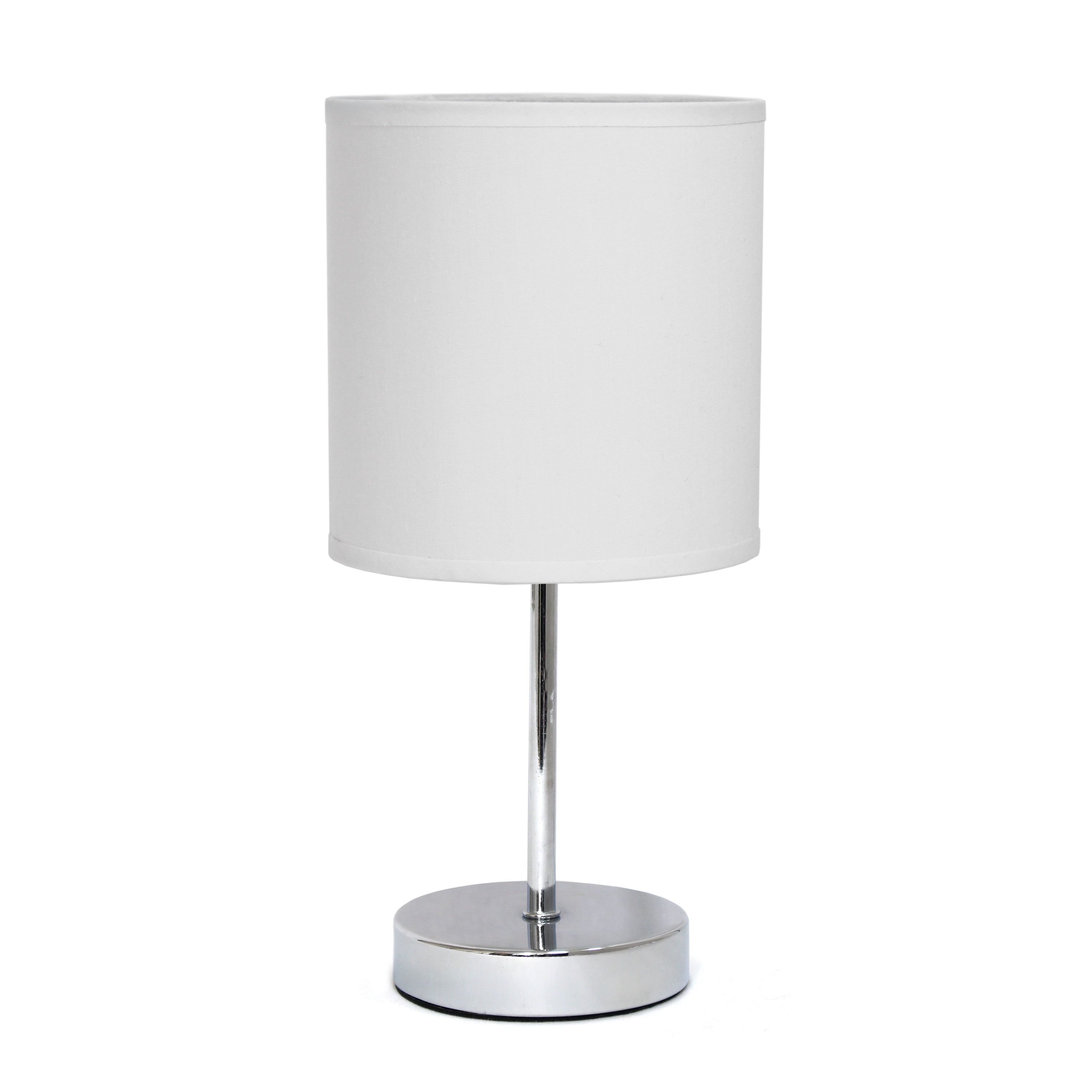 Mini Chrome Table Lamp with White Fabric Shade