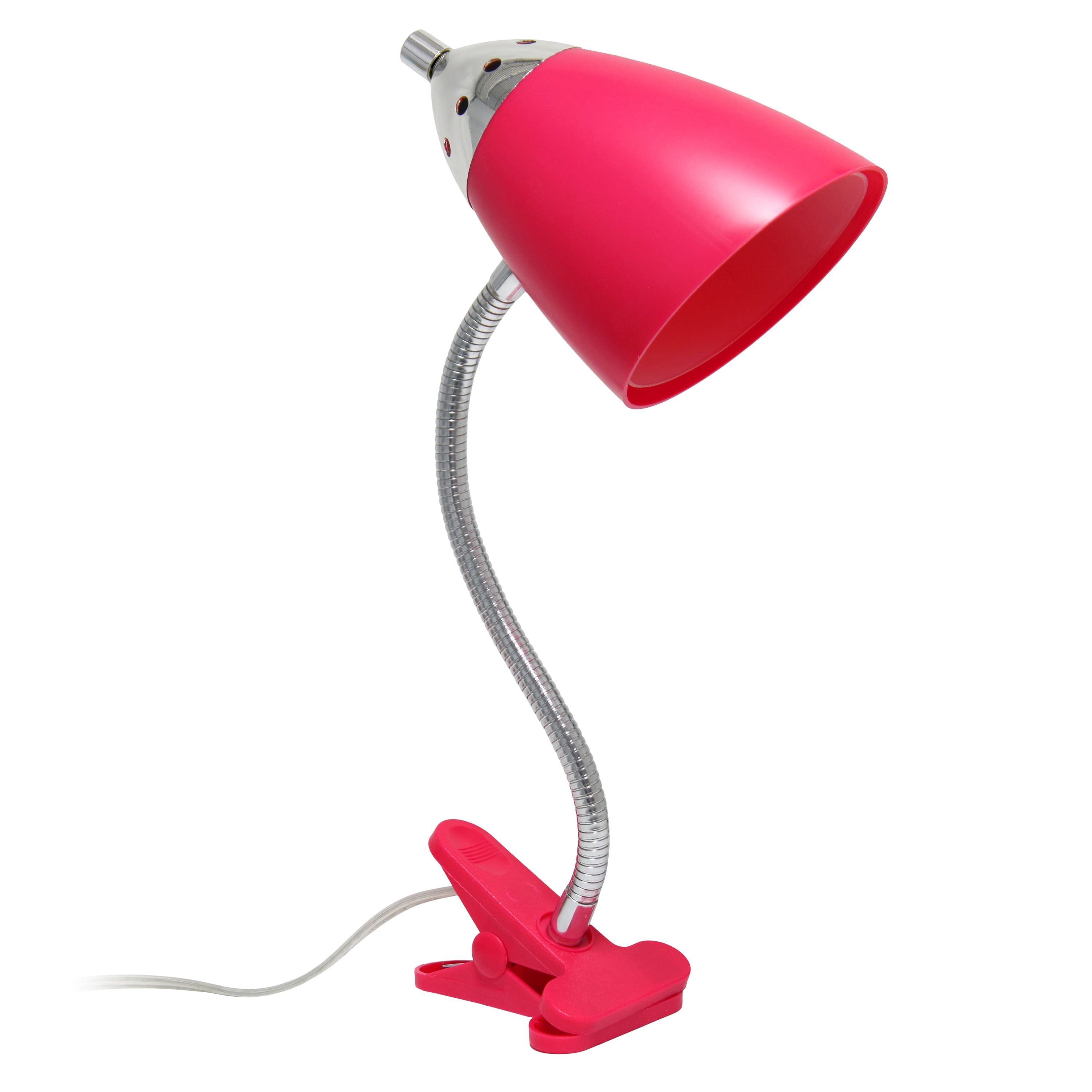 Pink Adjustable Arc Clip-on Desk Lamp with Chrome Gooseneck