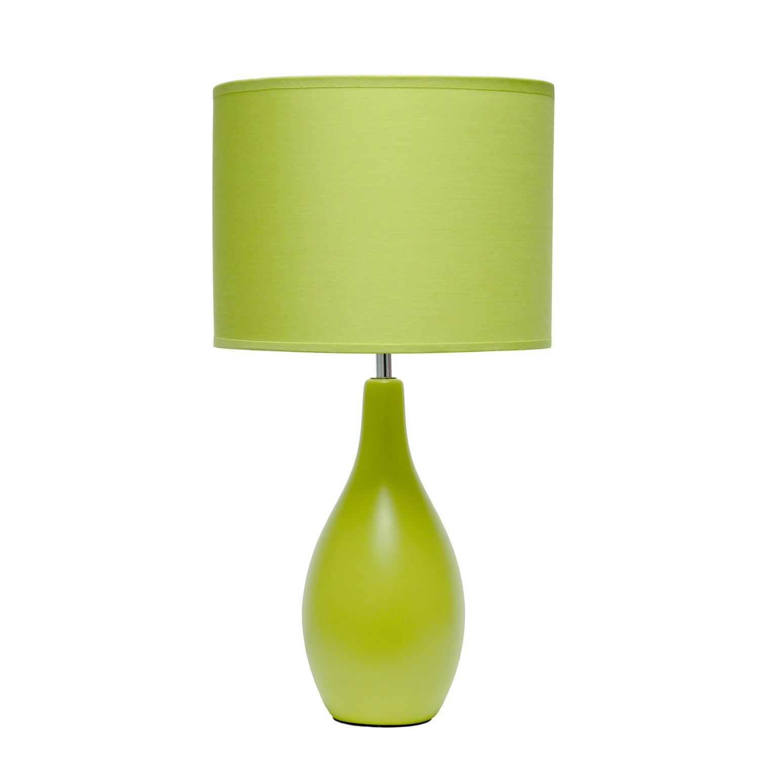 Green Ceramic Oblong Table Lamp with White Fabric Shade