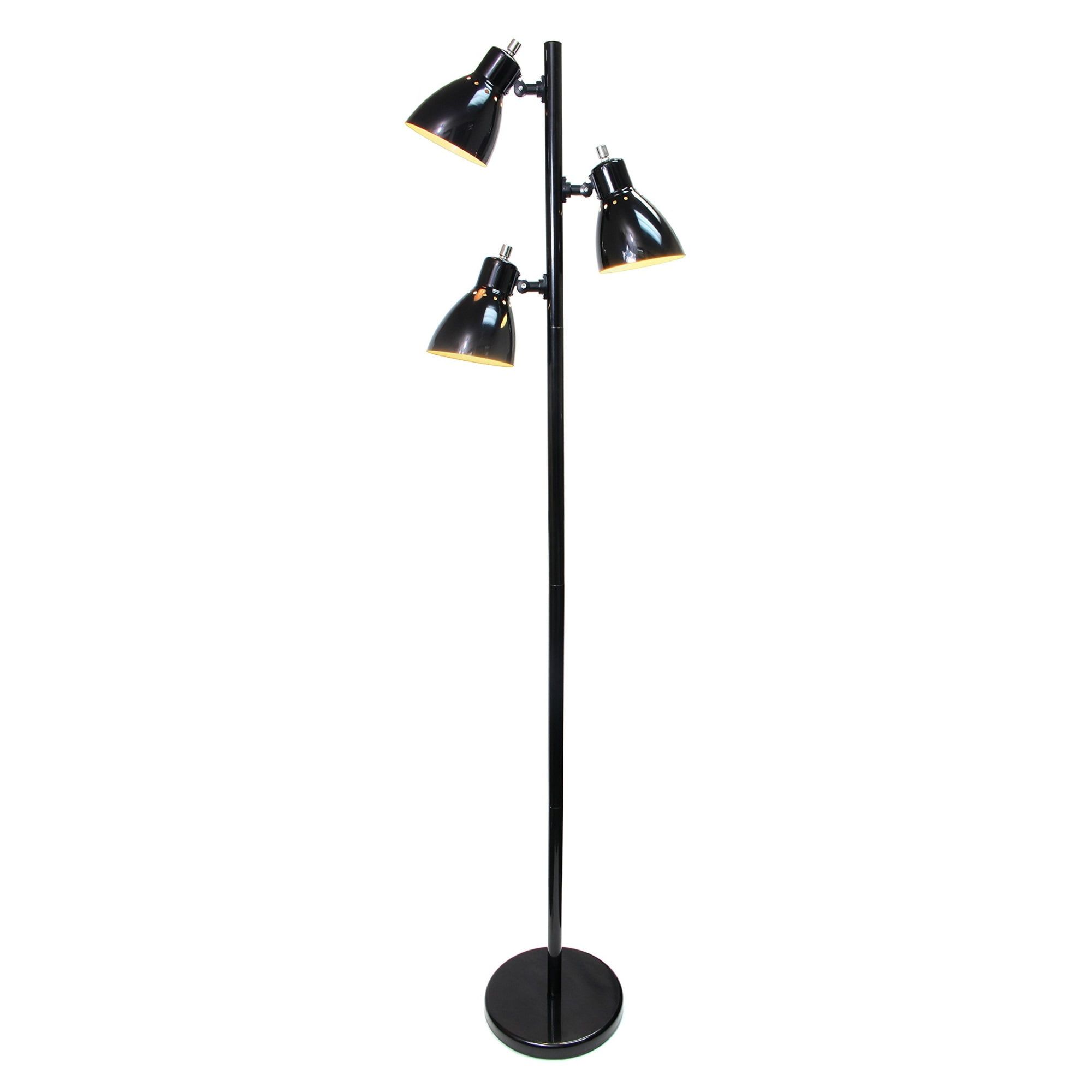 Modern Adjustable Triple-Light Floor Lamp in Black Metal