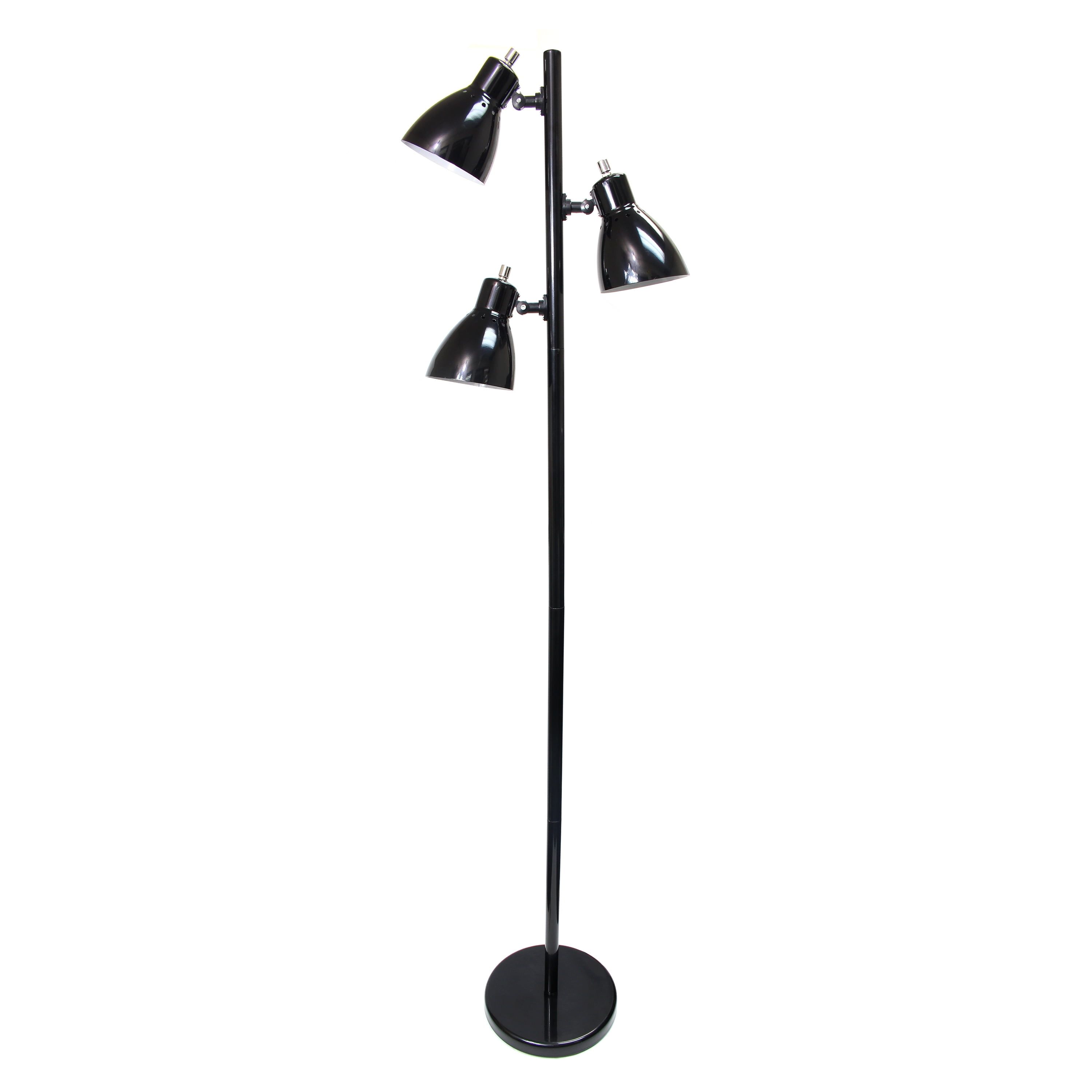 Modern Adjustable Triple-Light Floor Lamp in Black Metal