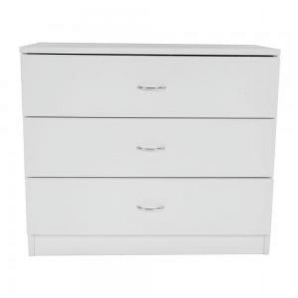 White MDF 3-Drawer Dresser Storage Cabinet